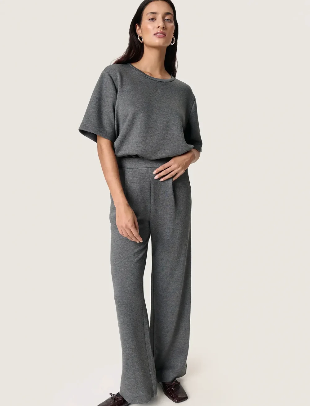 Soaked in Luxury - SLMarigold Pants - straight leg trousers - grey melange - 3