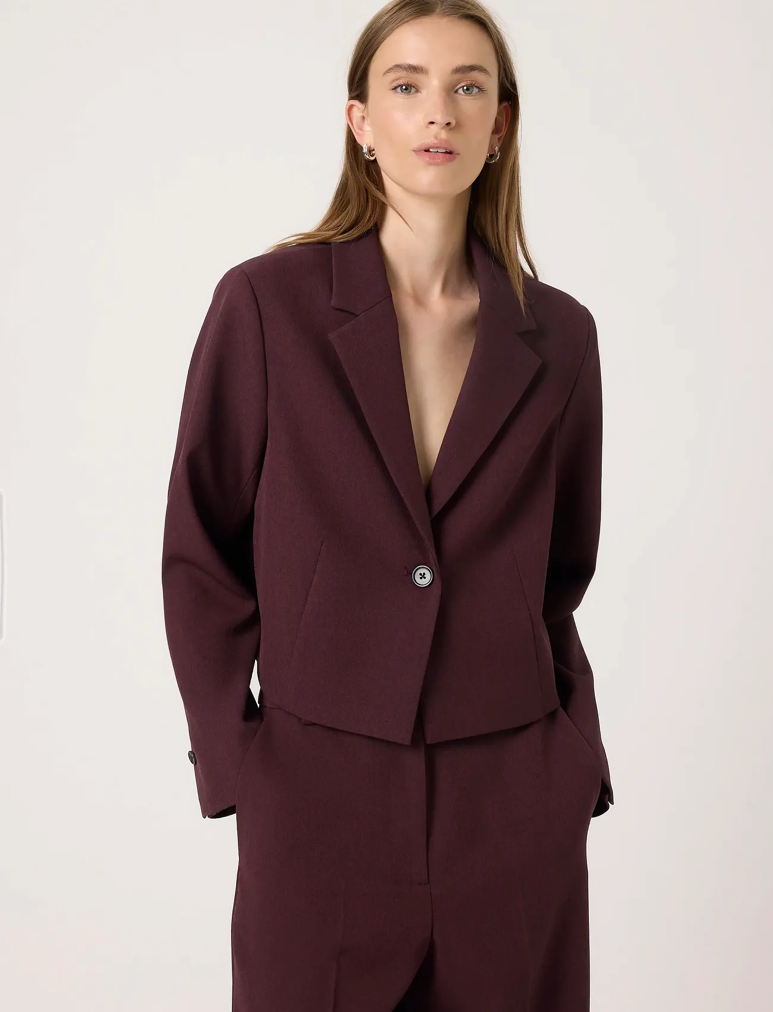 Soaked Sllilu Corinne Cropped Blazer, XS, Burgunderrot - Frauen