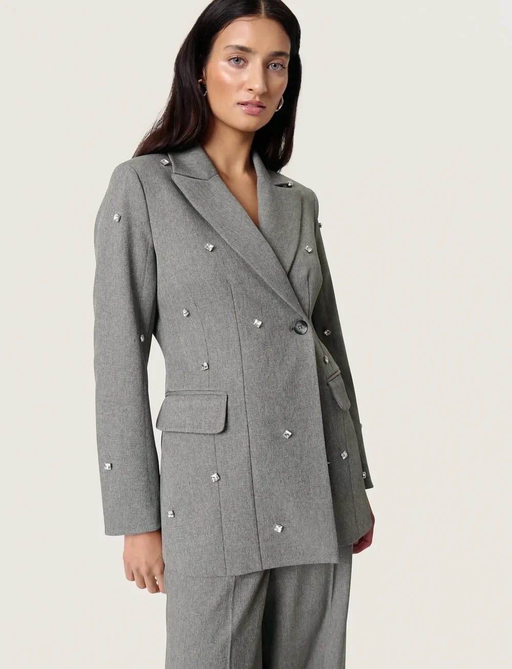 Soaked in Luxury - SLLilu Corinne Fitted Blazer - single breasted blazers - grey melange suiting - 0