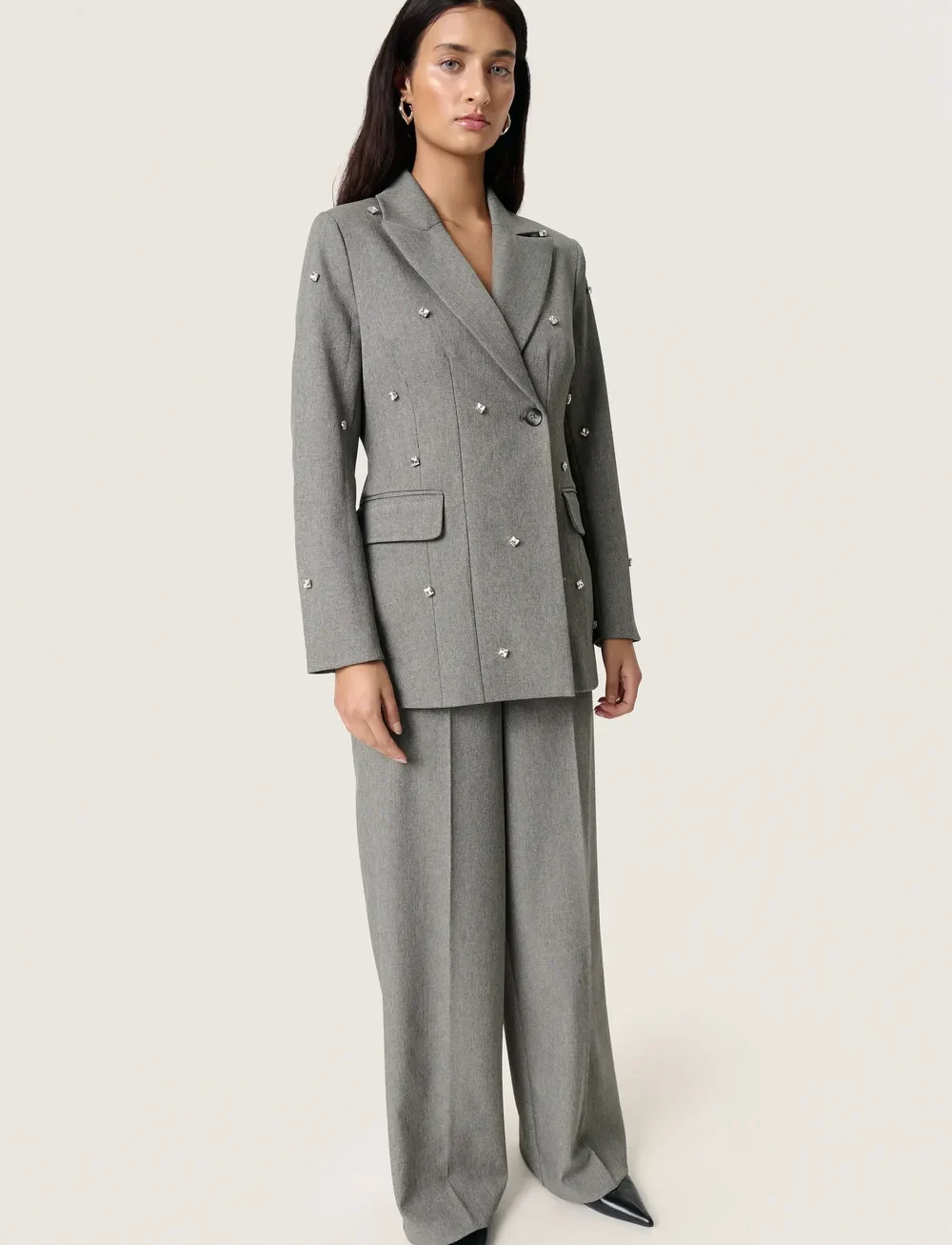 Soaked in Luxury - SLLilu Corinne Fitted Blazer - single breasted blazers - grey melange suiting - 3