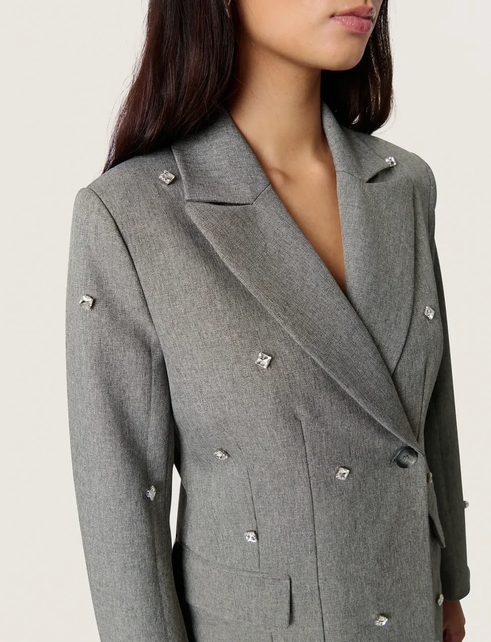 Soaked in Luxury - SLLilu Corinne Fitted Blazer - single breasted blazers - grey melange suiting - 5
