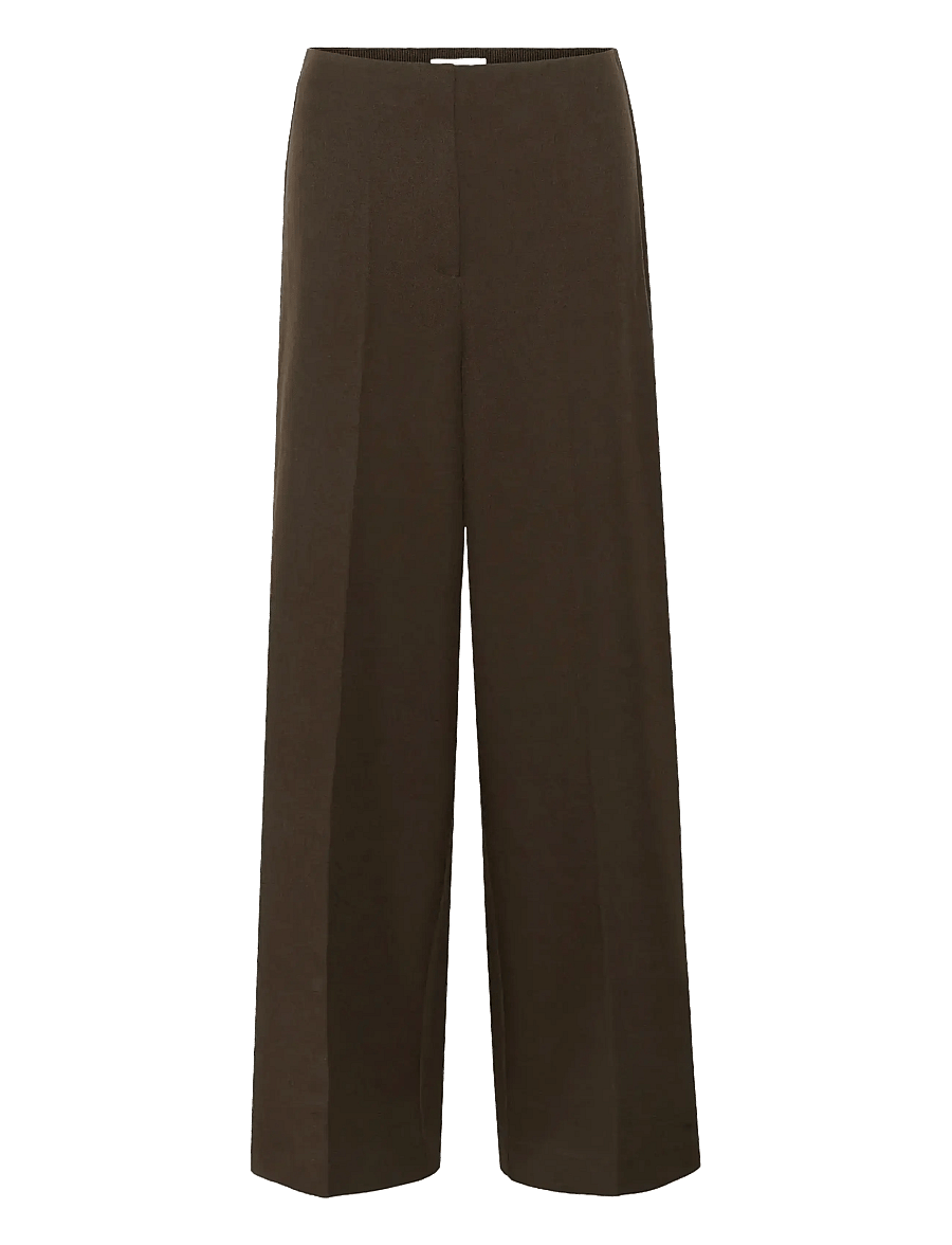 Soaked - SLLilu Corinne Wide Long Pants - habitbukser - brown melange suiting - 1