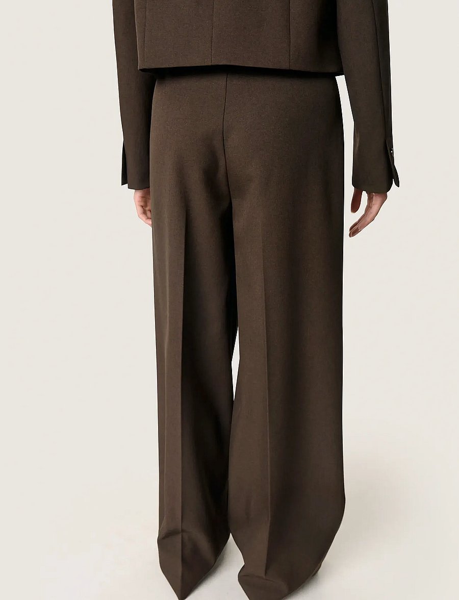 Soaked - SLLilu Corinne Wide Long Pants - habitbukser - brown melange suiting - 4