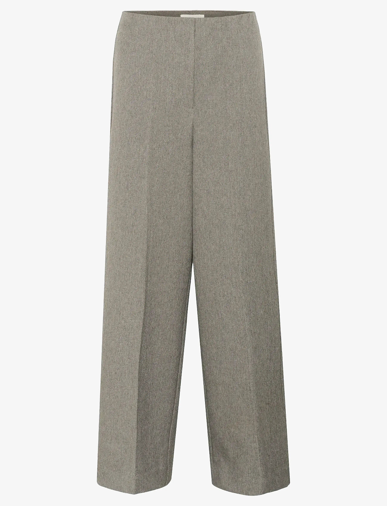 Soaked - SLLilu Corinne Wide Long Pants - pantalons habillés - grey melange suiting - 1