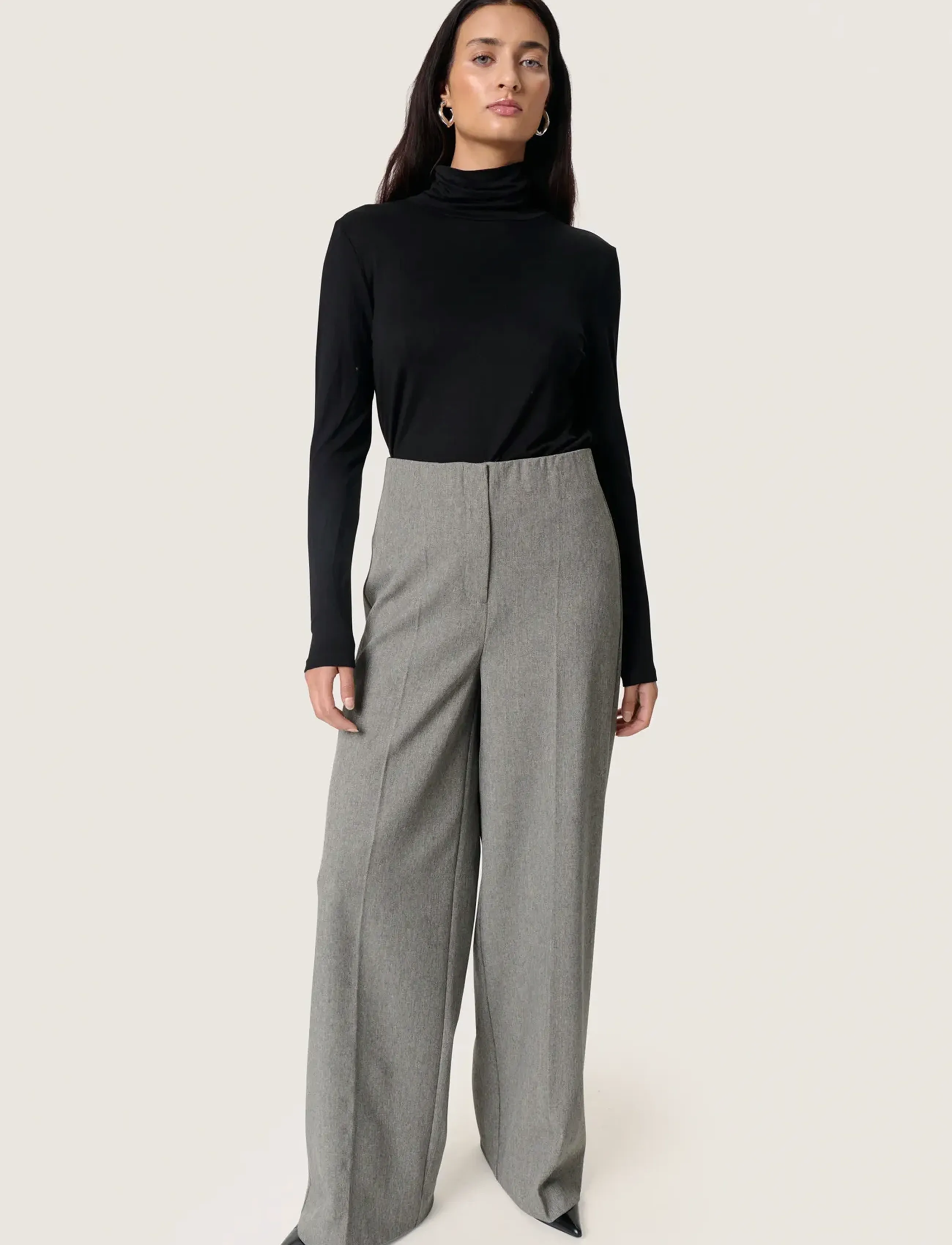 Soaked - SLLilu Corinne Wide Long Pants - od garnituru - grey melange suiting - 3