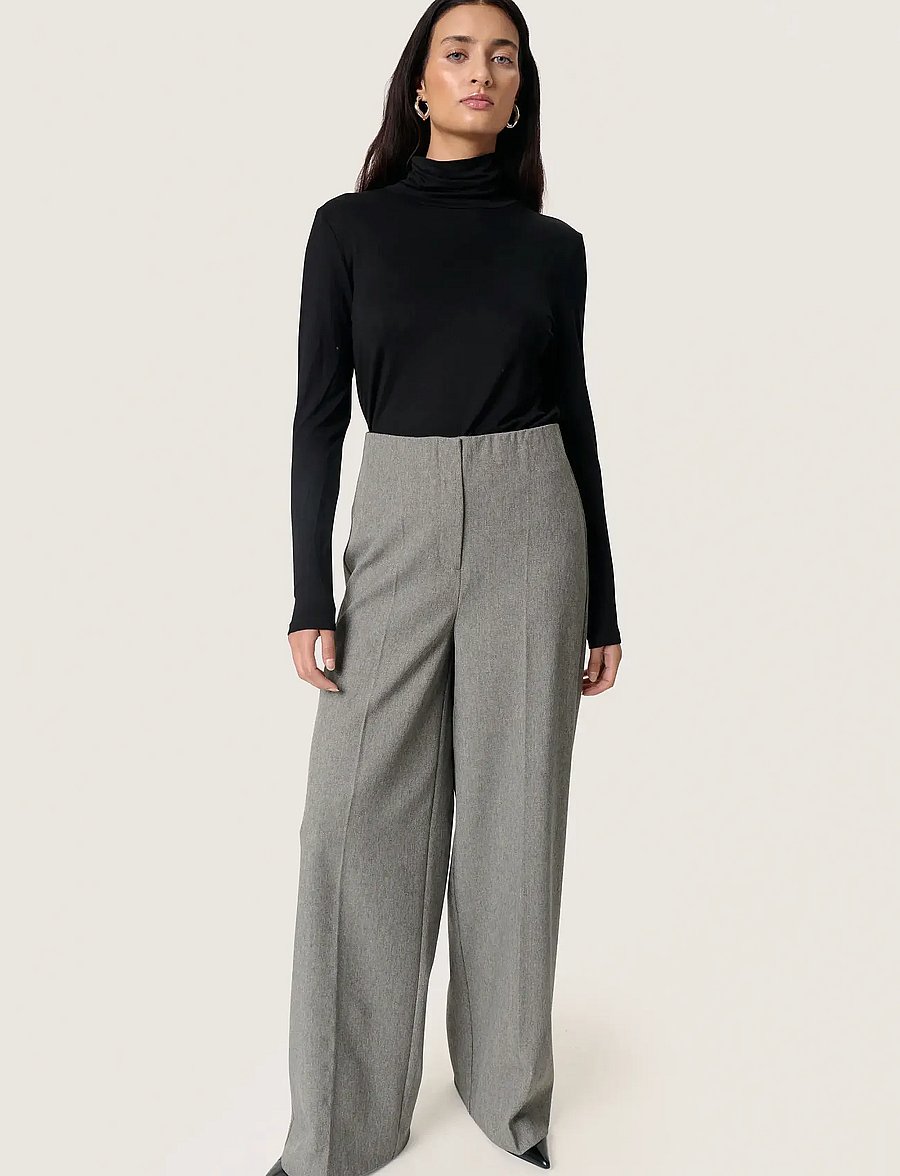 Soaked - SLLilu Corinne Wide Long Pants - od garnituru - grey melange suiting - 3