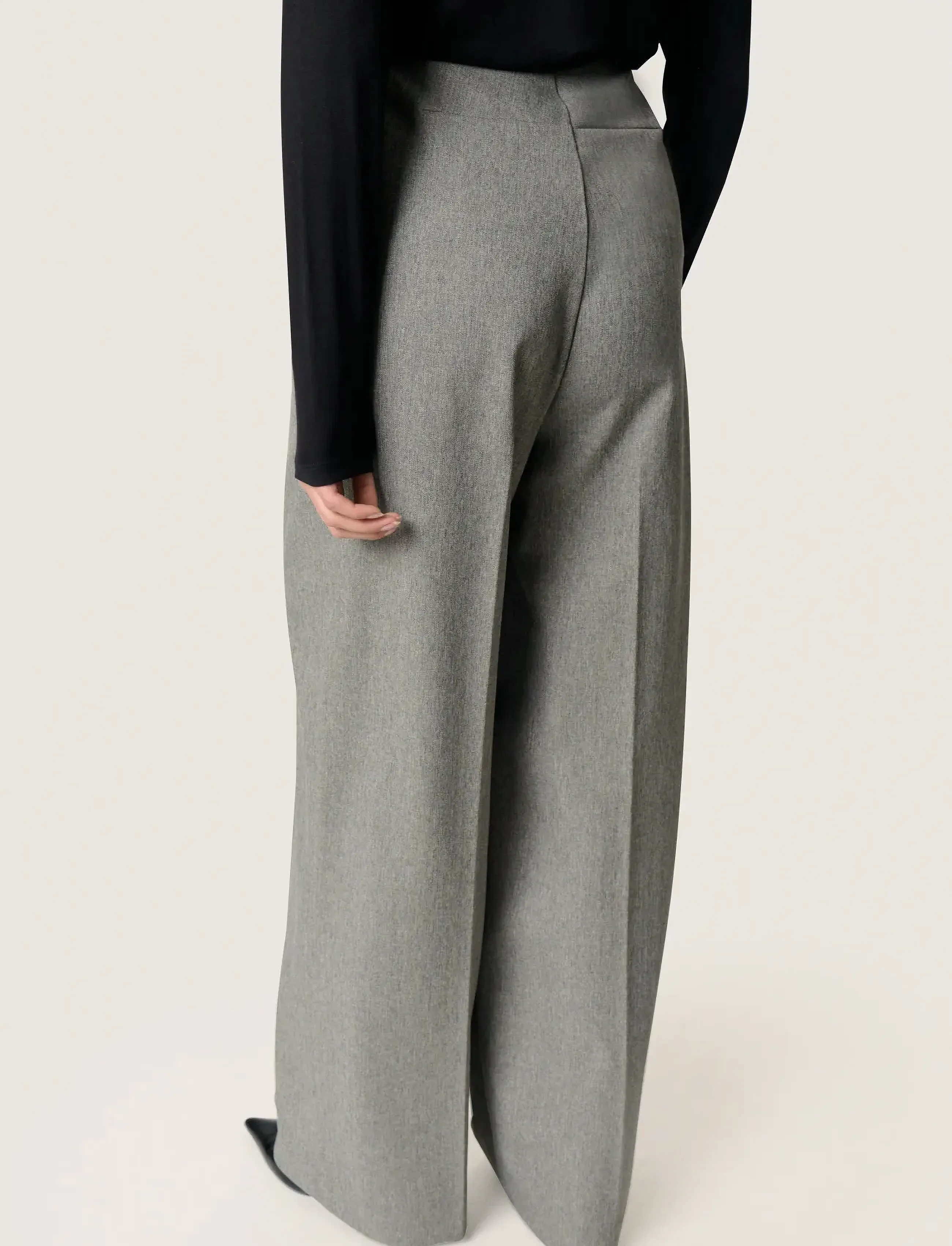 Soaked - SLLilu Corinne Wide Long Pants - od garnituru - grey melange suiting - 4