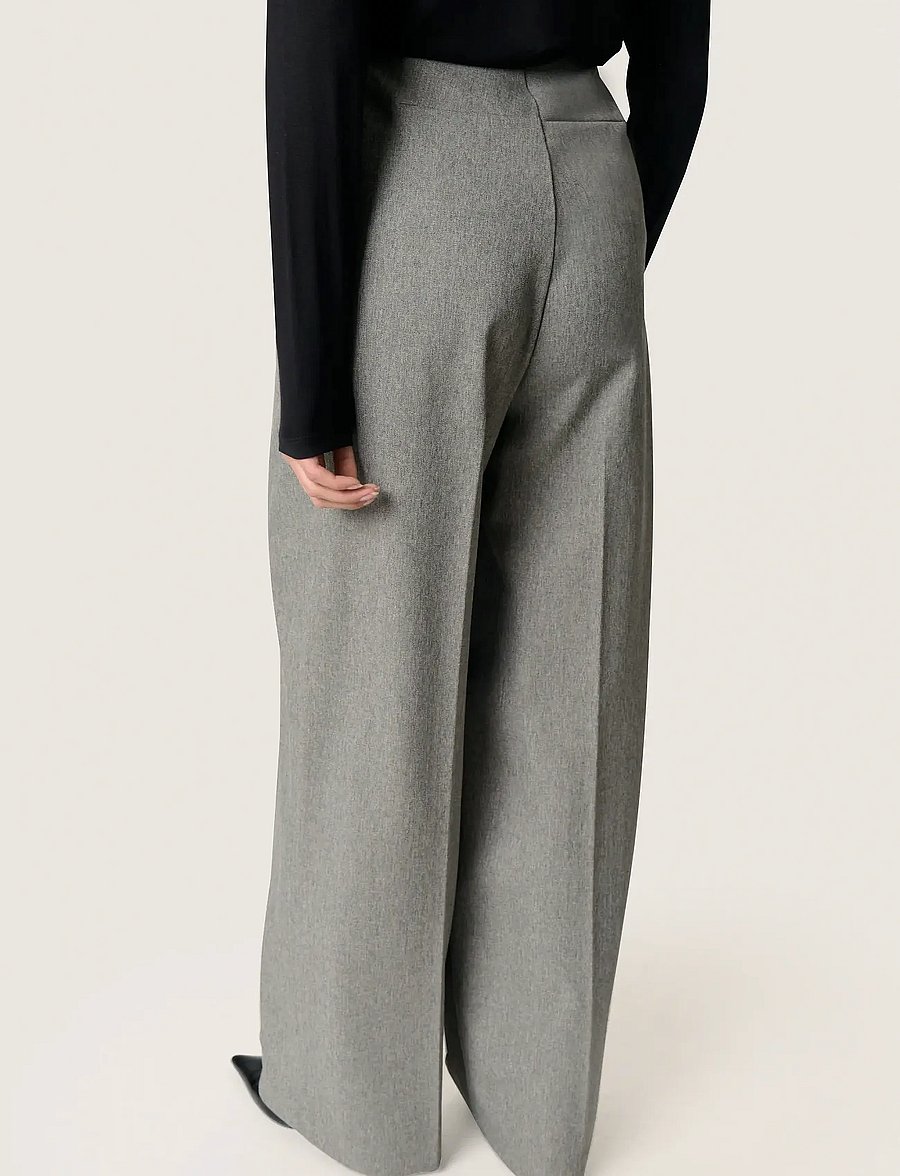 Soaked - SLLilu Corinne Wide Long Pants - od garnituru - grey melange suiting - 4