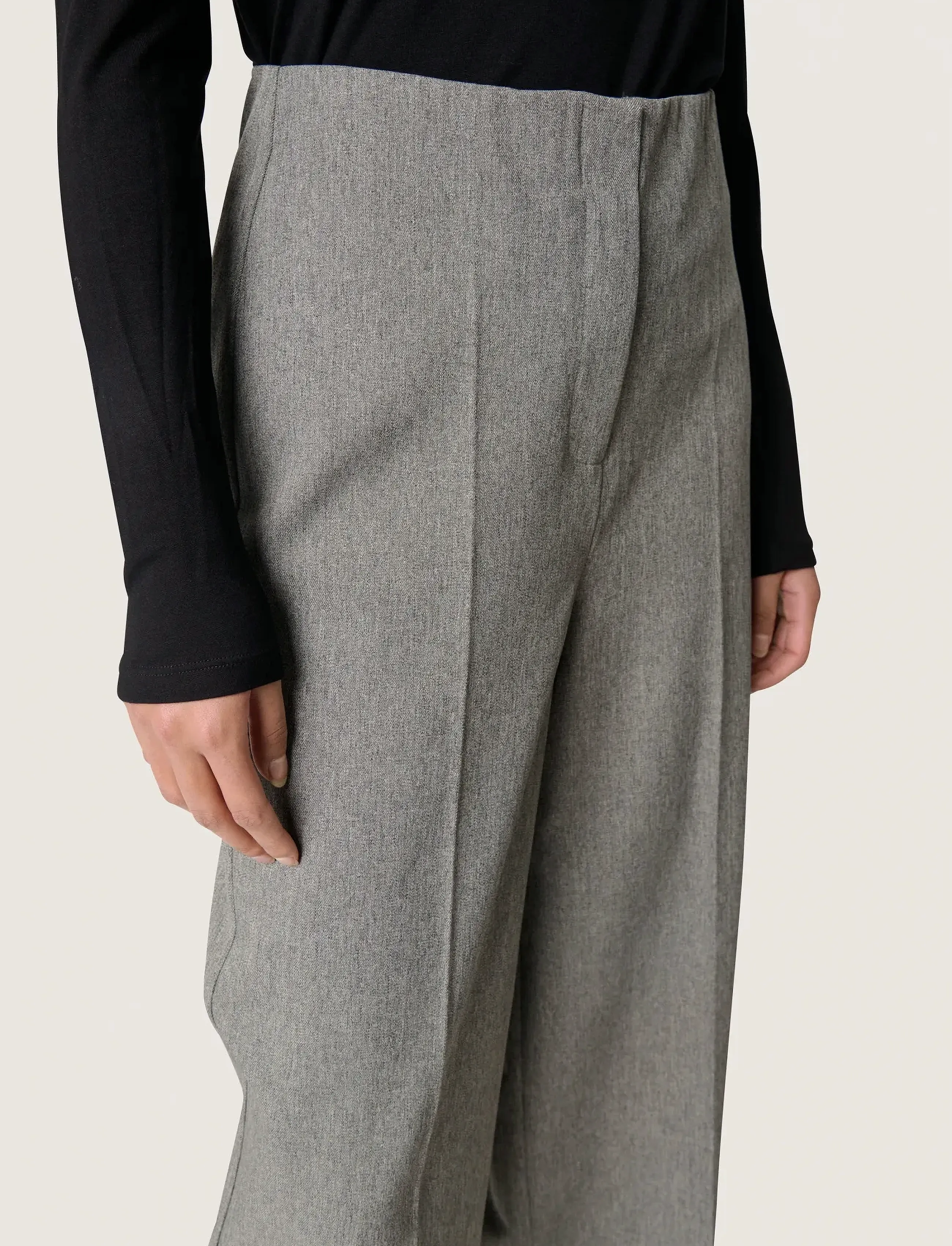 Soaked - SLLilu Corinne Wide Long Pants - od garnituru - grey melange suiting - 5