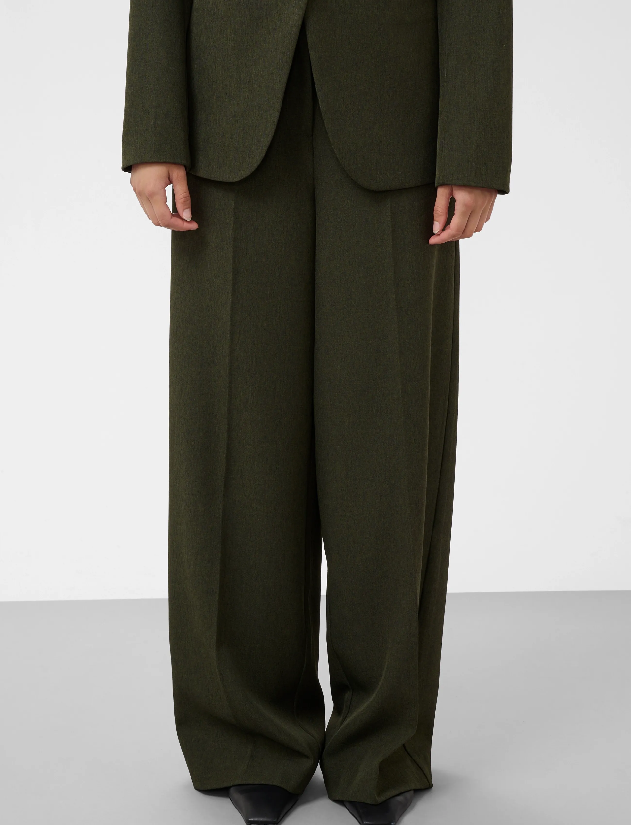 Soaked SLLilu Corinne Wide Long Pants - Trousers - ROSIN MELANGE / khaki/green