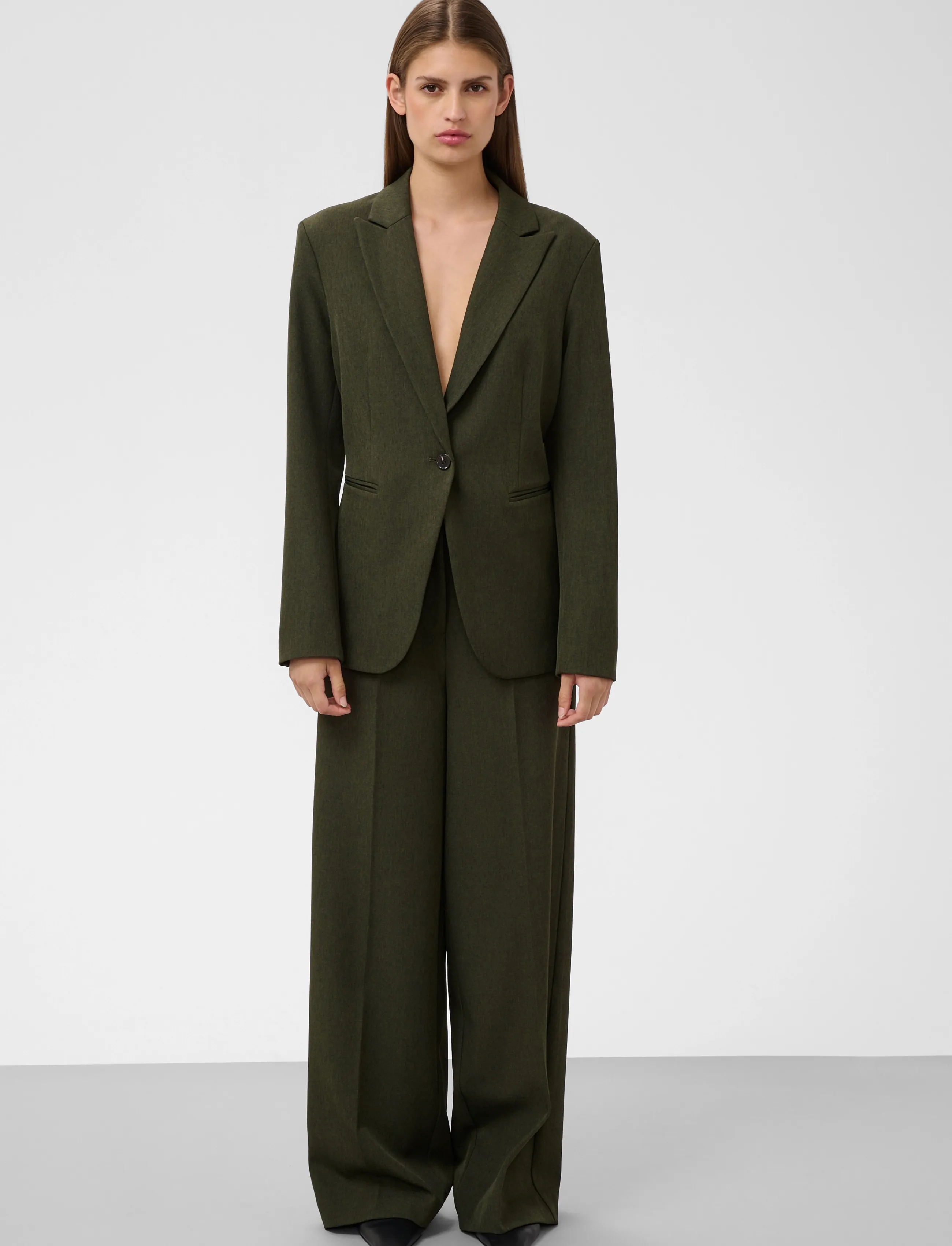 Soaked - SLLilu Corinne Wide Long Pants - tailored trousers - rosin melange - 3