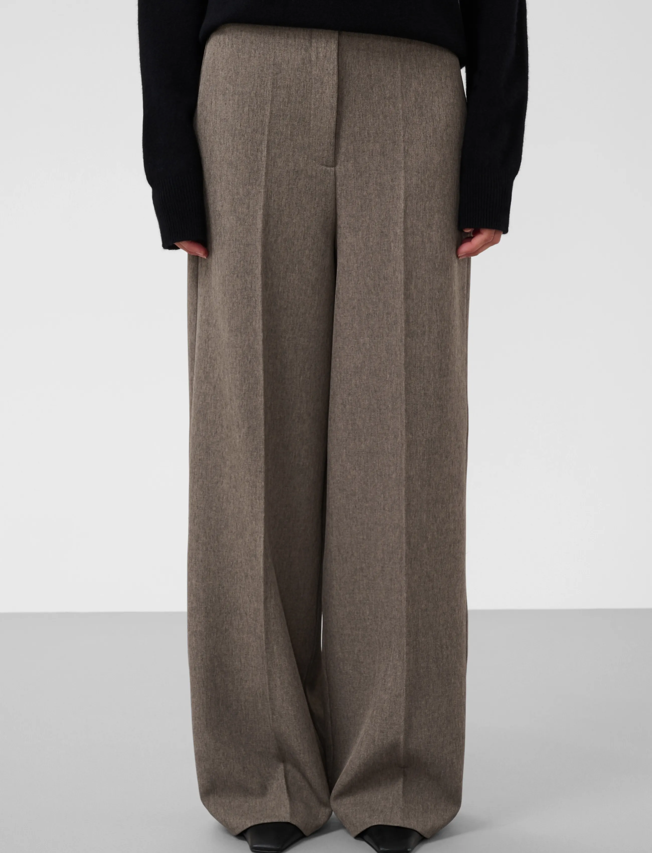Soaked SLLilu Corinne Wide Long Pants - Hosen - WALNUT MELANGE / brown