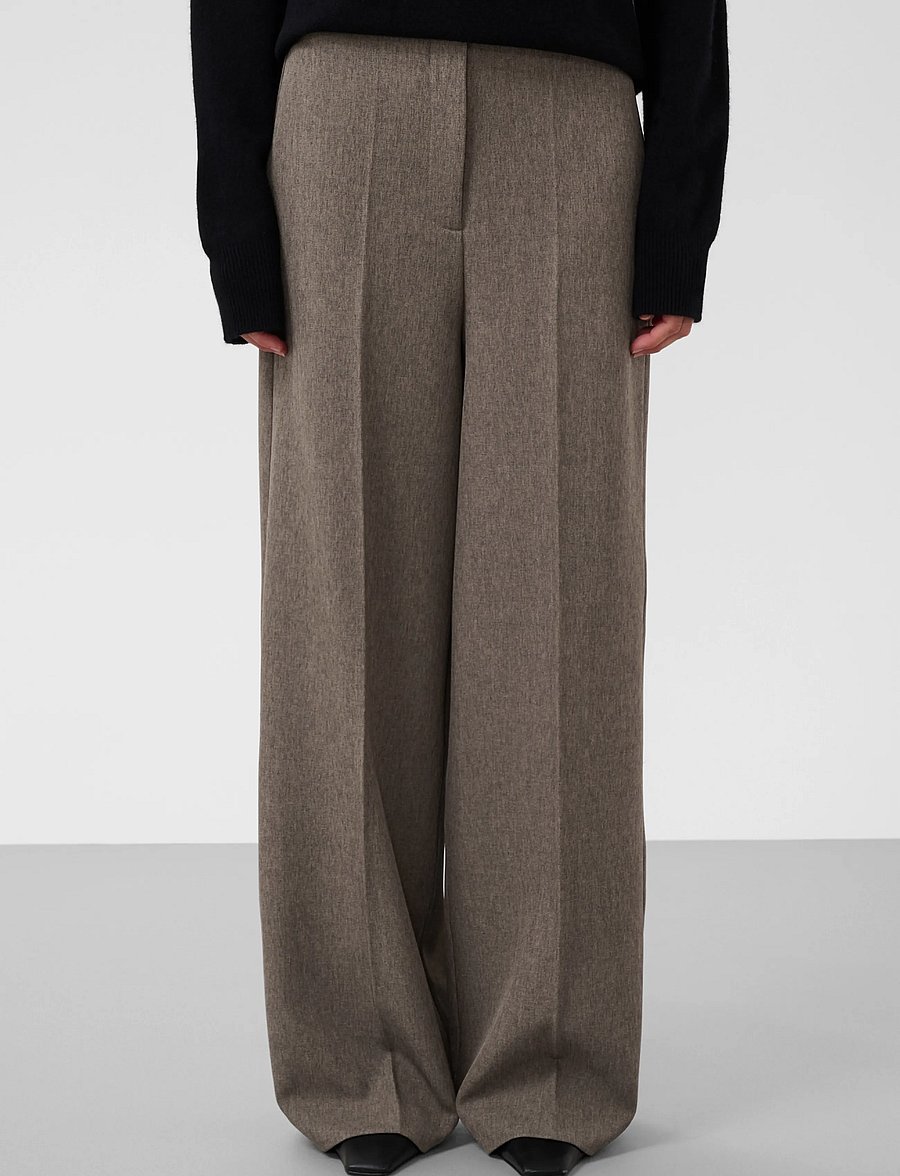 Soaked - SLLilu Corinne Wide Long Pants - anzugshosen - walnut melange - 0