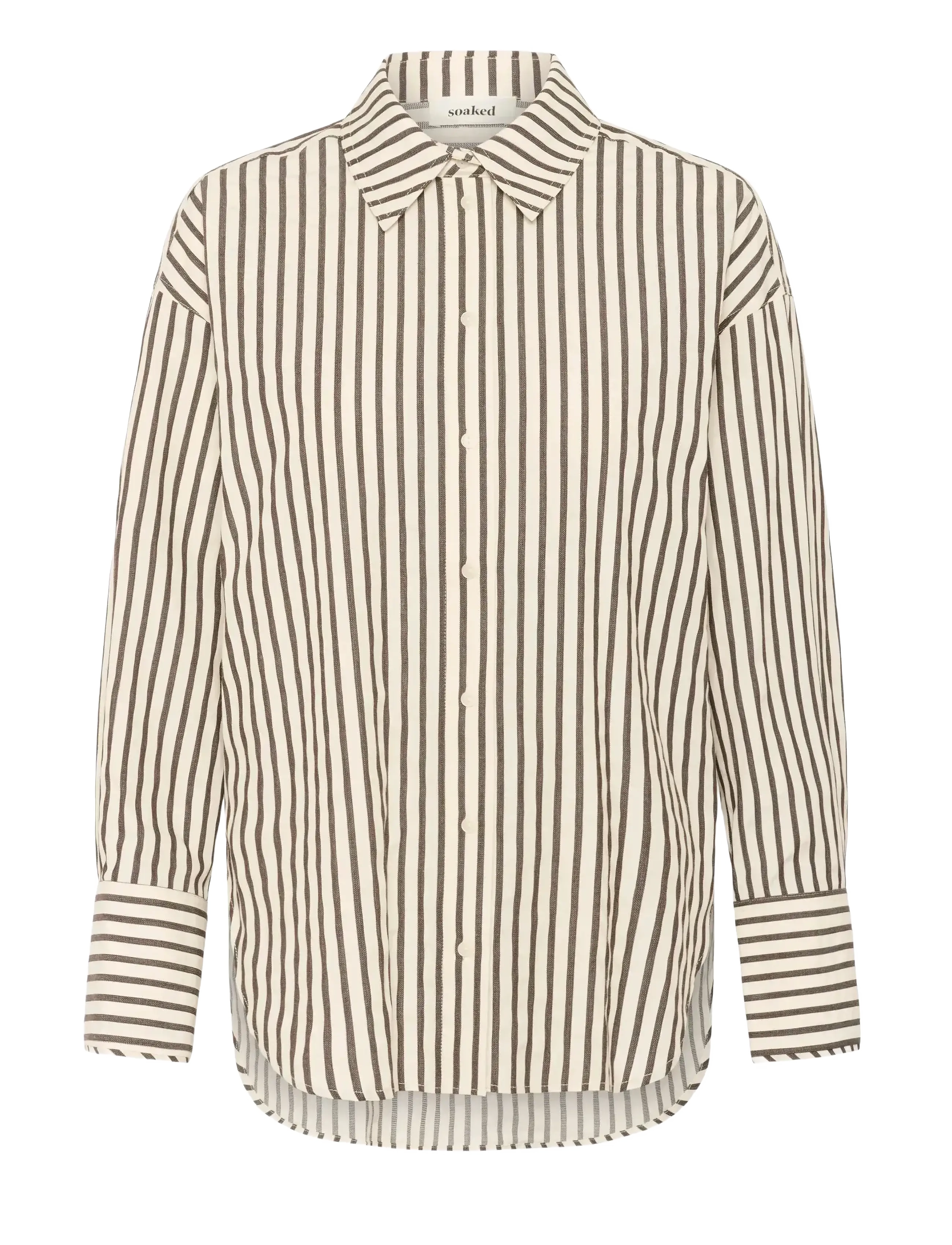 Soaked SLToledo Shirt LS - Transitional Layering - WHITE & CHOCOLATE TORTE STRIPE / brown