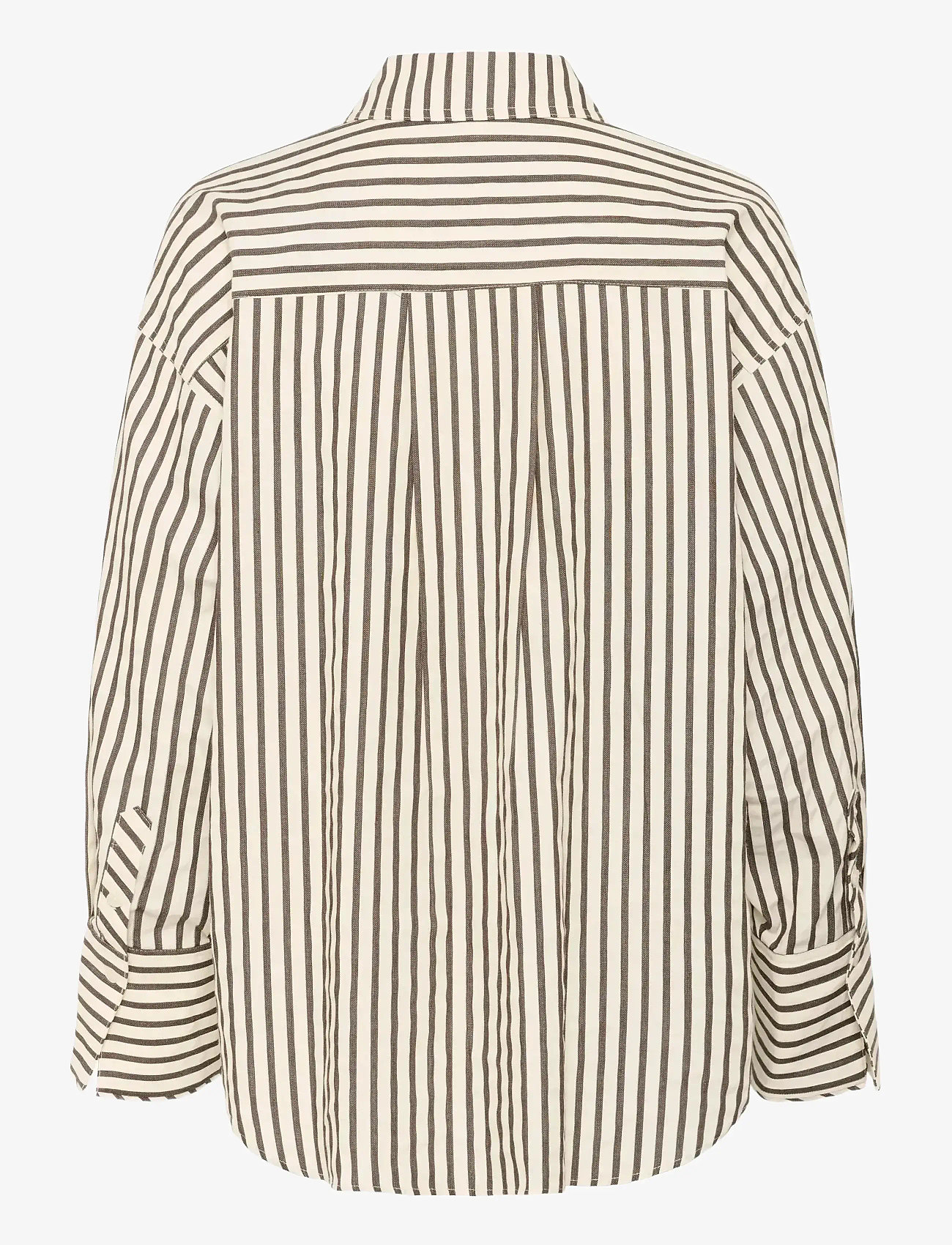 Soaked in Luxury - SLToledo Shirt LS - long-sleeved shirts - white & chocolate torte stripe - 2