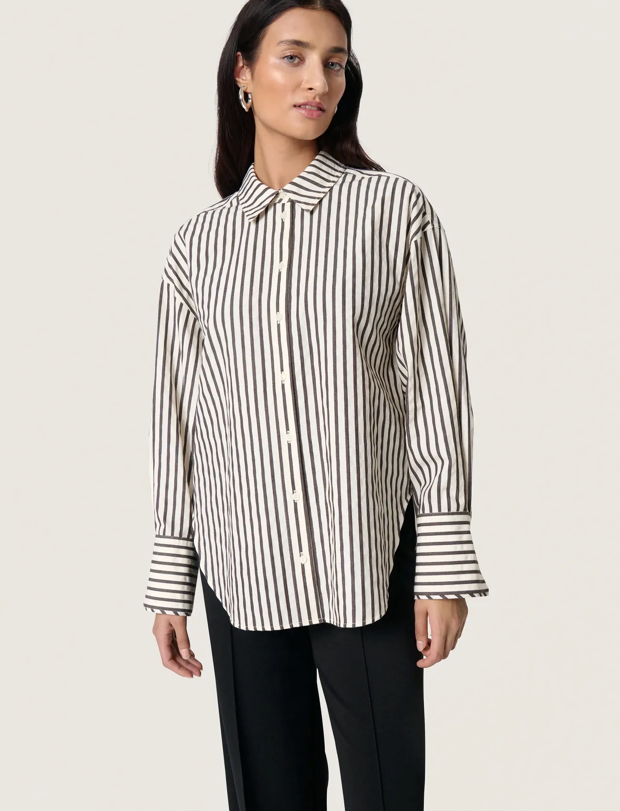 Soaked SLToledo Shirt LS - Hemden - WHITE & CHOCOLATE TORTE STRIPE / brown