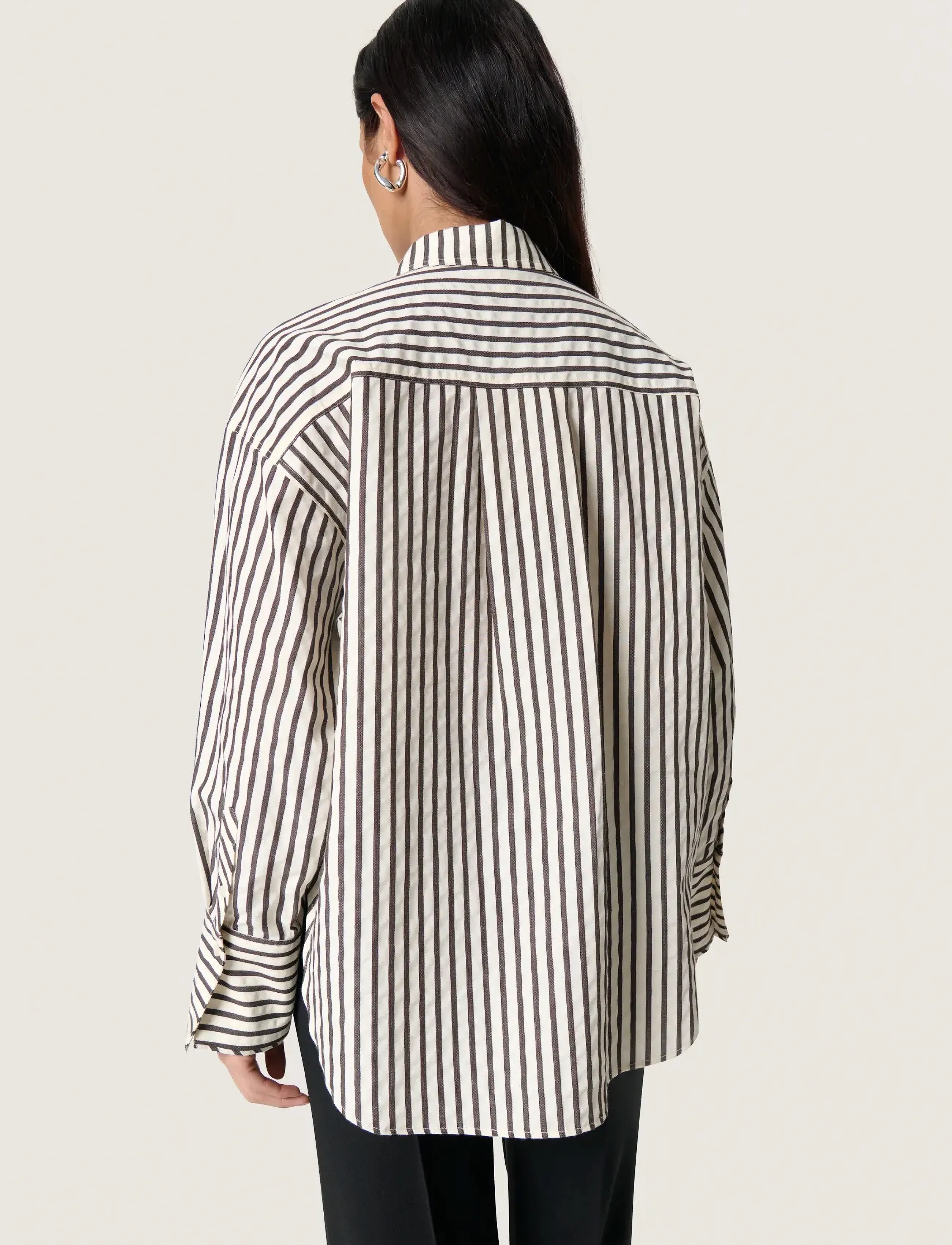 Soaked - SLToledo Shirt LS - pikkade varrukatega särgid - white & chocolate torte stripe - 4