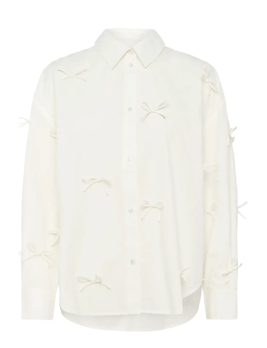 Soaked - SLJoa Bow Shirt - langärmlige hemden - broken white - 1