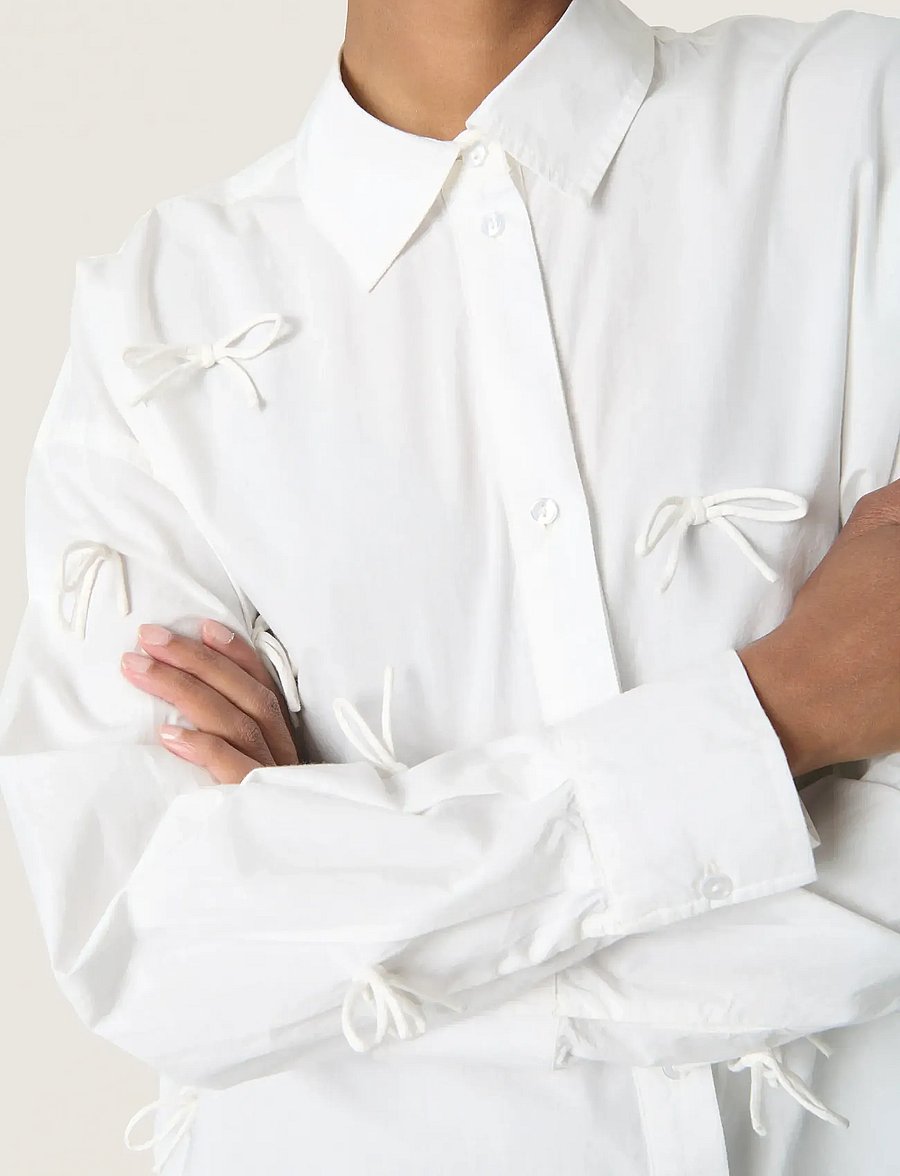 Soaked - SLJoa Bow Shirt - langärmlige hemden - broken white - 5