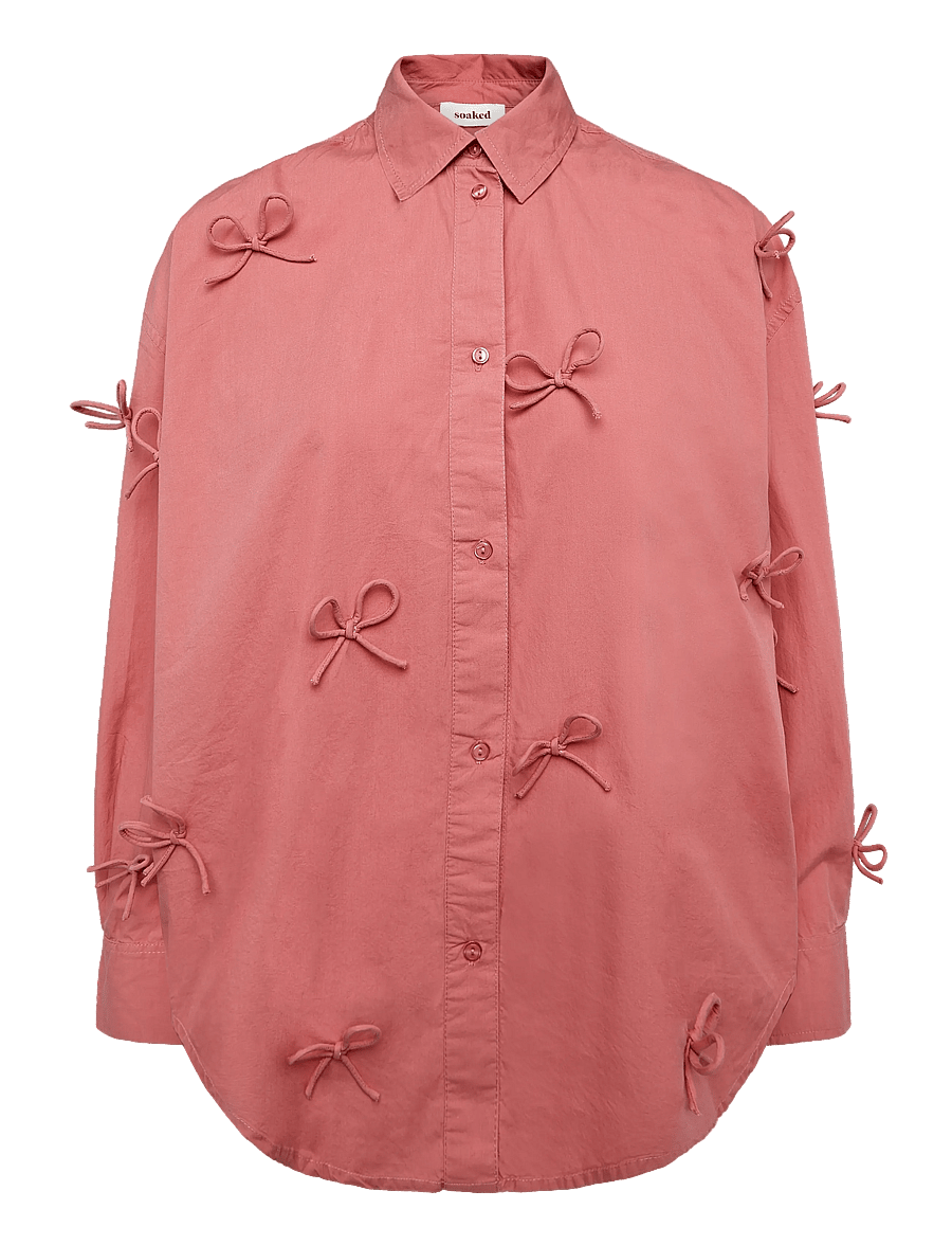 Soaked - SLJoa Bow Shirt - long-sleeved shirts - mauvewood - 0