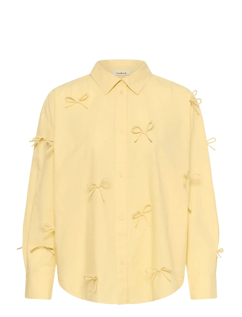 Soaked - SLJoa Bow Shirt - langärmlige hemden - reed yellow - 1