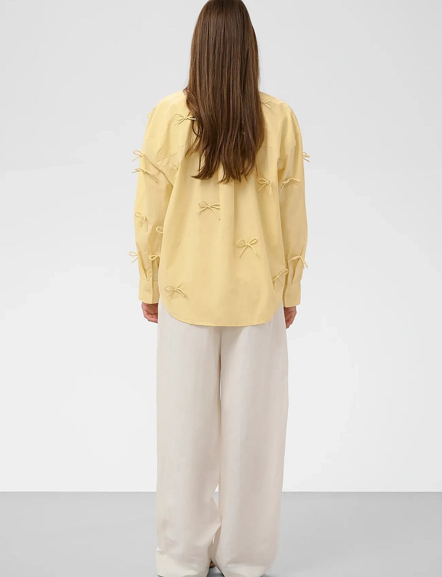Soaked - SLJoa Bow Shirt - langärmlige hemden - reed yellow - 4