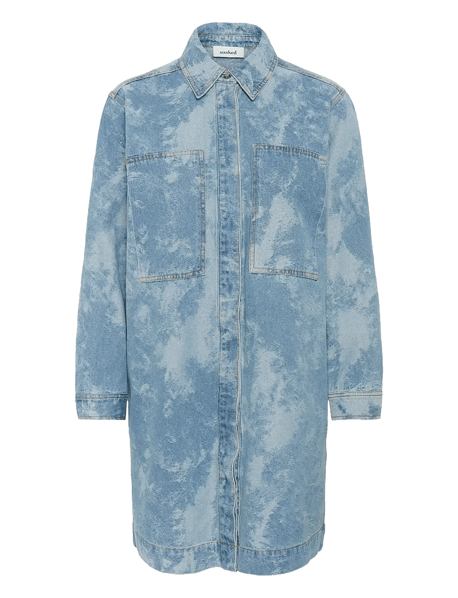 Soaked - SLAltea Denim Dress - shirt dresses - fuzzy blue denim - 1