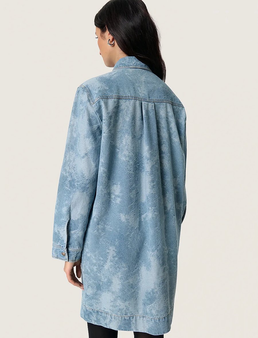 Soaked - SLAltea Denim Dress - shirt dresses - fuzzy blue denim - 4
