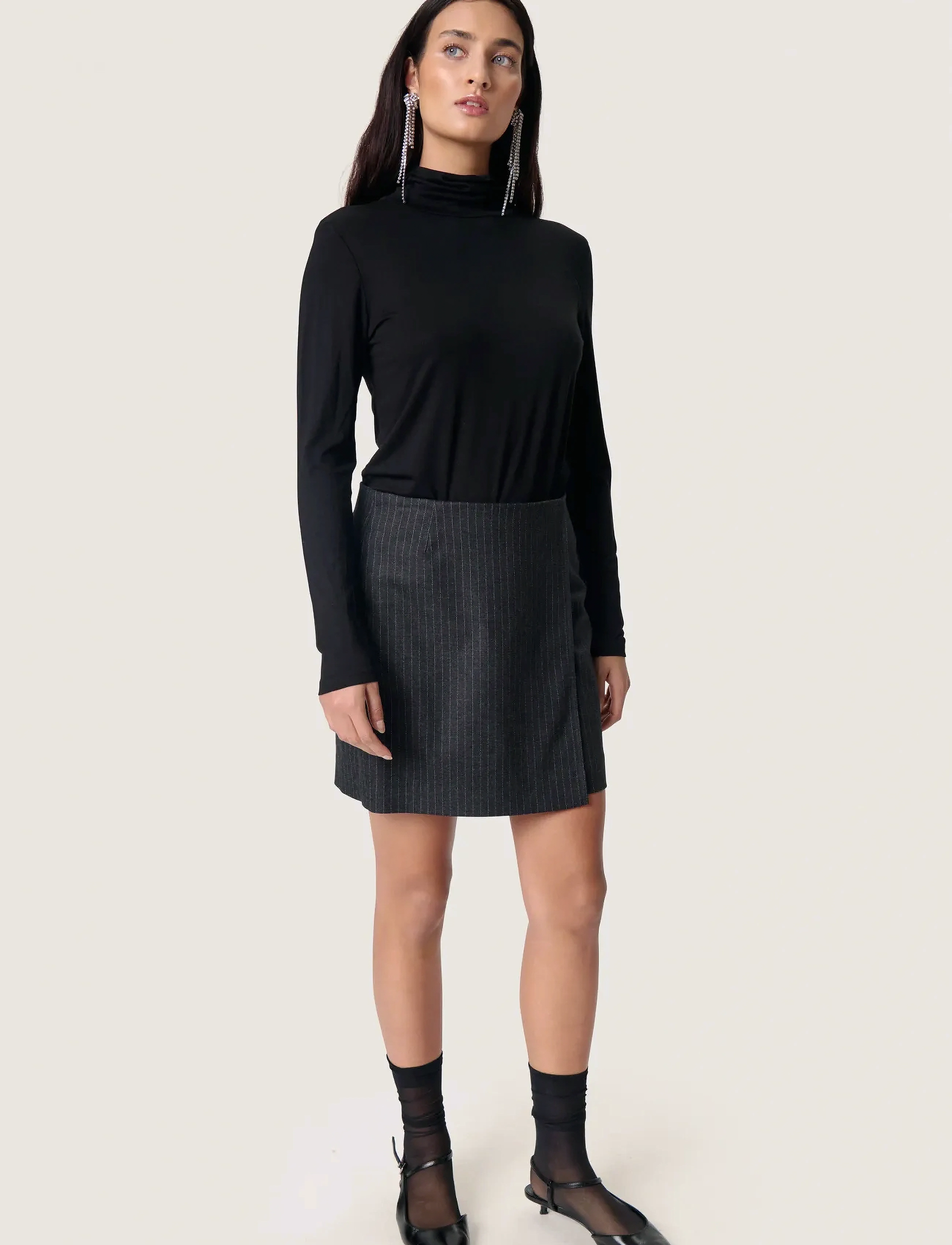 Soaked - SLMalodi Mini Skirt - korta kjolar - grey melange pinstripe - 3