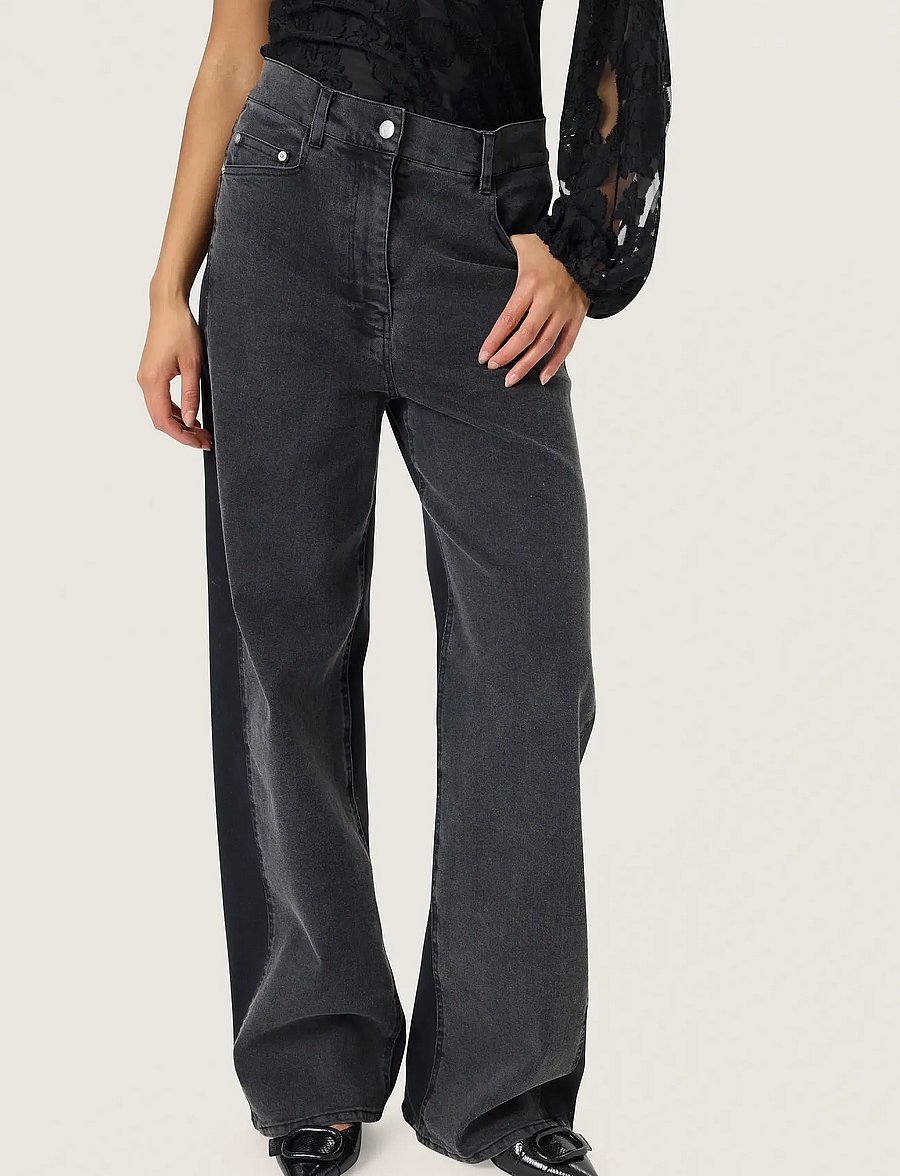Soaked - SLRhea Jeans - laia säärega teksad - black washed denim - 0