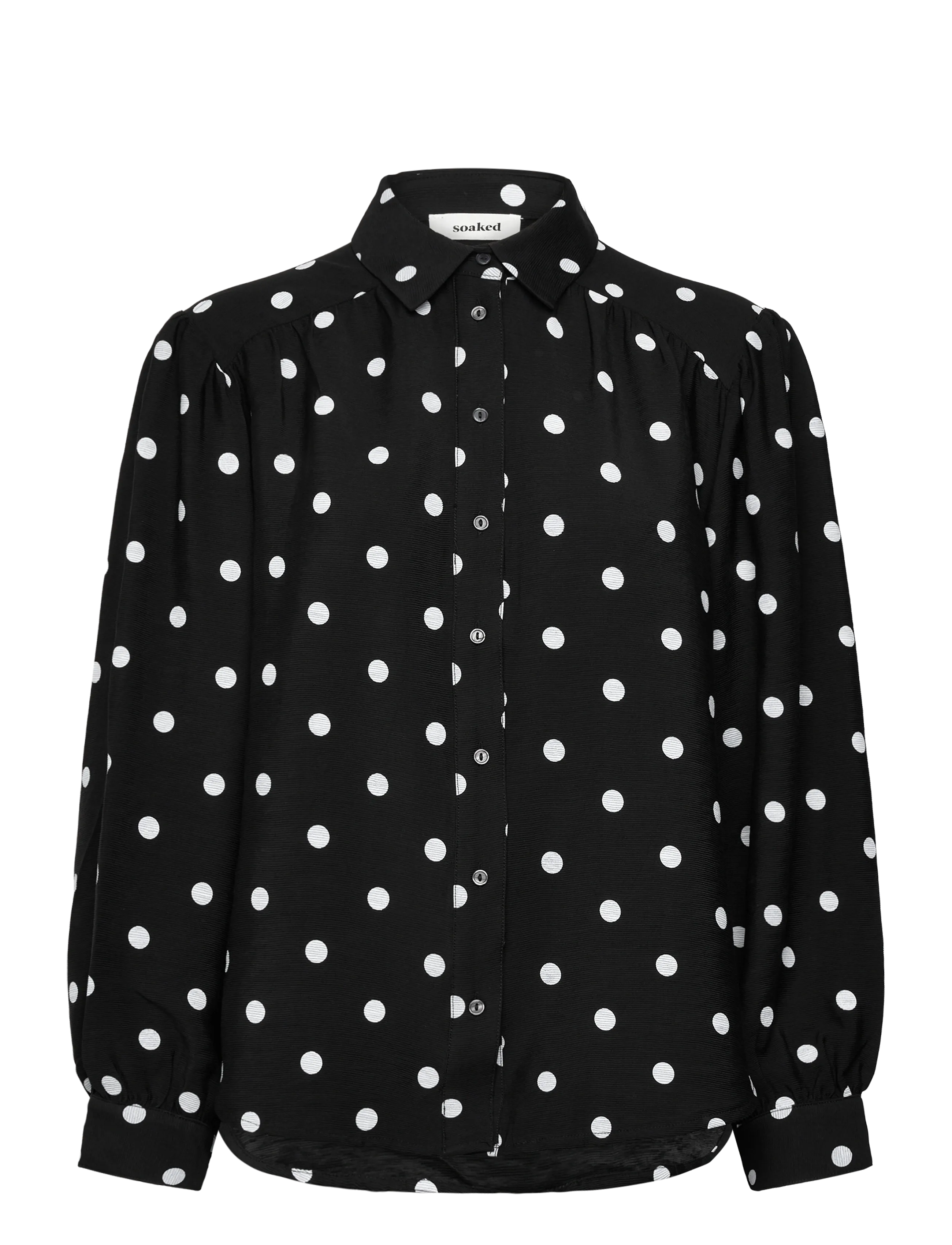 Soaked SLIdola Ebba Shirt LS - Kleidung - BLACK AND WHITE DOTS / black