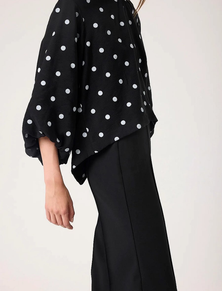 Soaked - SLIdola Blouse SS - langærmede bluser - black and white dots - 5