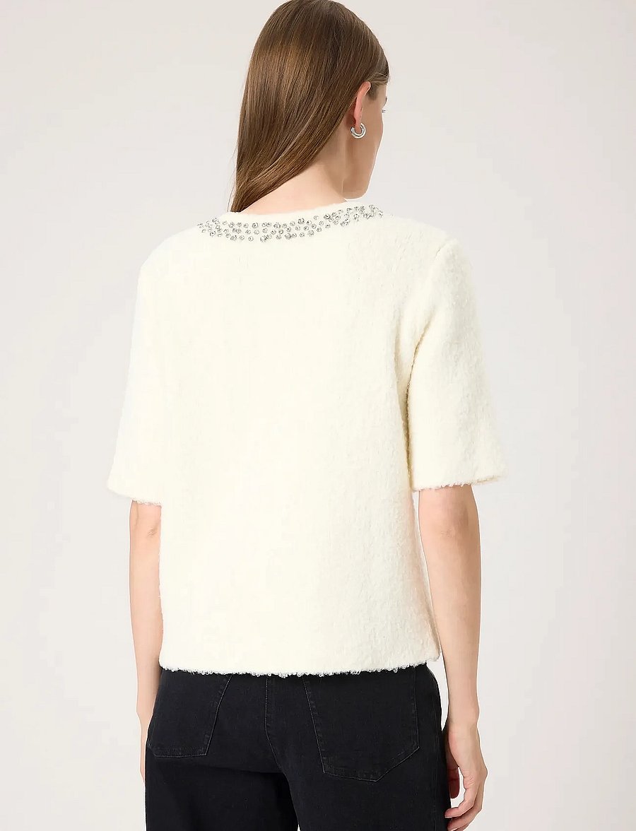 Soaked - SLSelene Pullover SS - stickade tröjor - whisper white - 4
