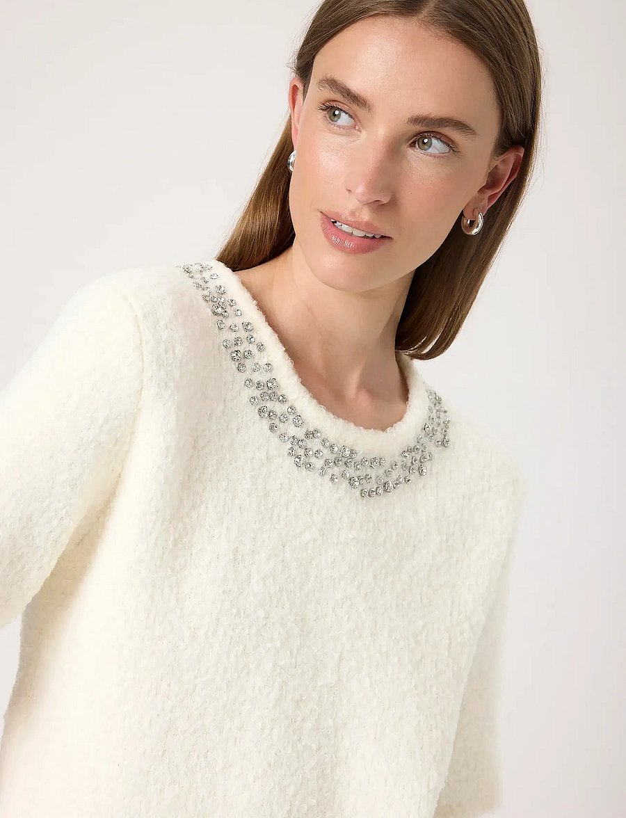 Soaked - SLSelene Pullover SS - stickade tröjor - whisper white - 5