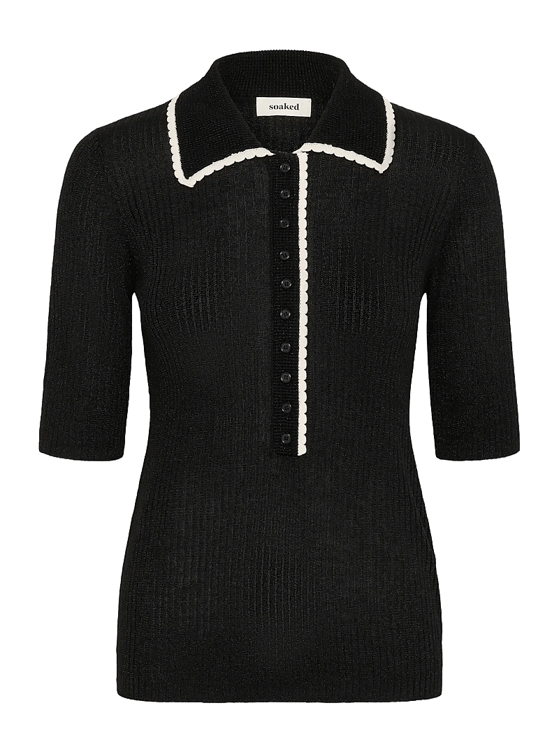 Soaked in Luxury - SLLaisa Polo Pullover - stickade tröjor - black - 1