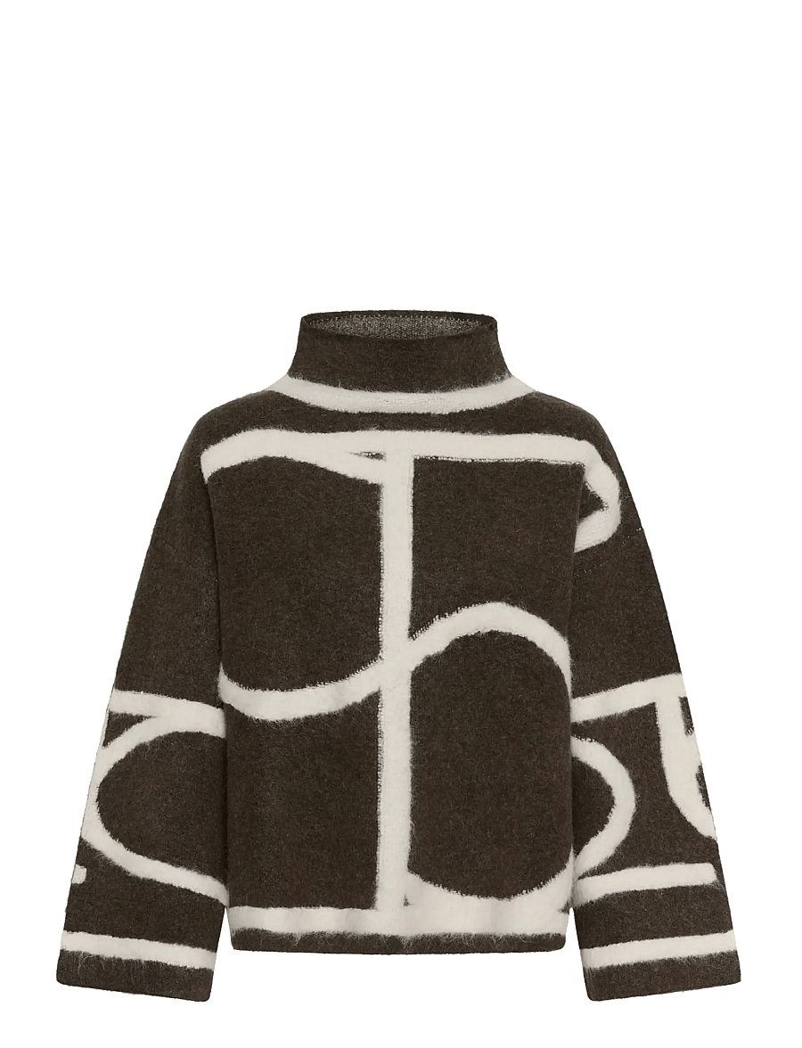 Soaked - SLSorea Mono Pullover - jumpers - chocolate brown w white mono - 1