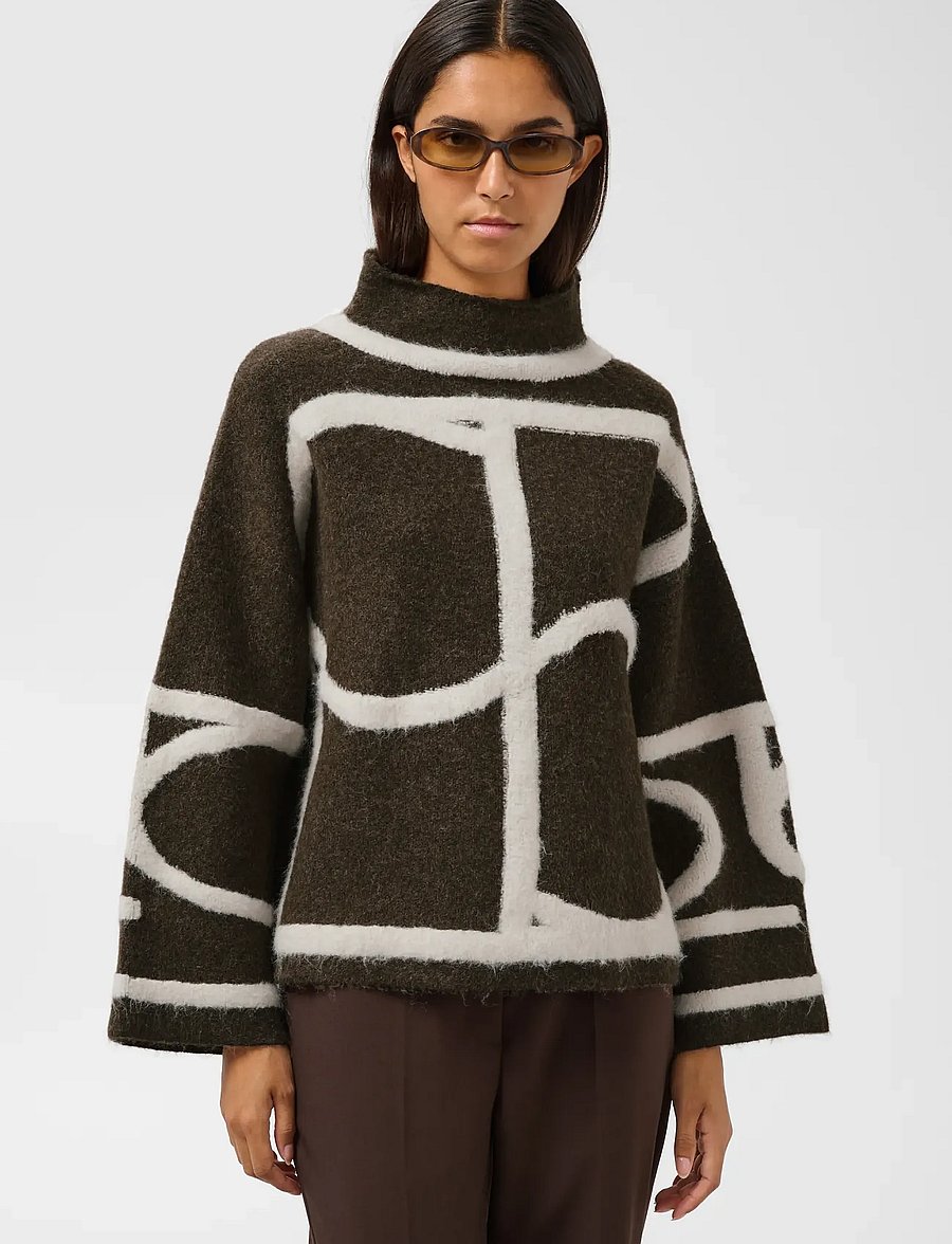 Soaked - SLSorea Mono Pullover - jumpers - chocolate brown w white mono - 0