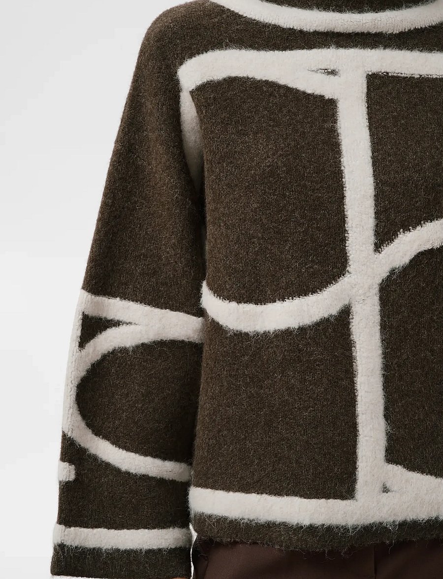 Soaked - SLSorea Mono Pullover - jumpers - chocolate brown w white mono - 5