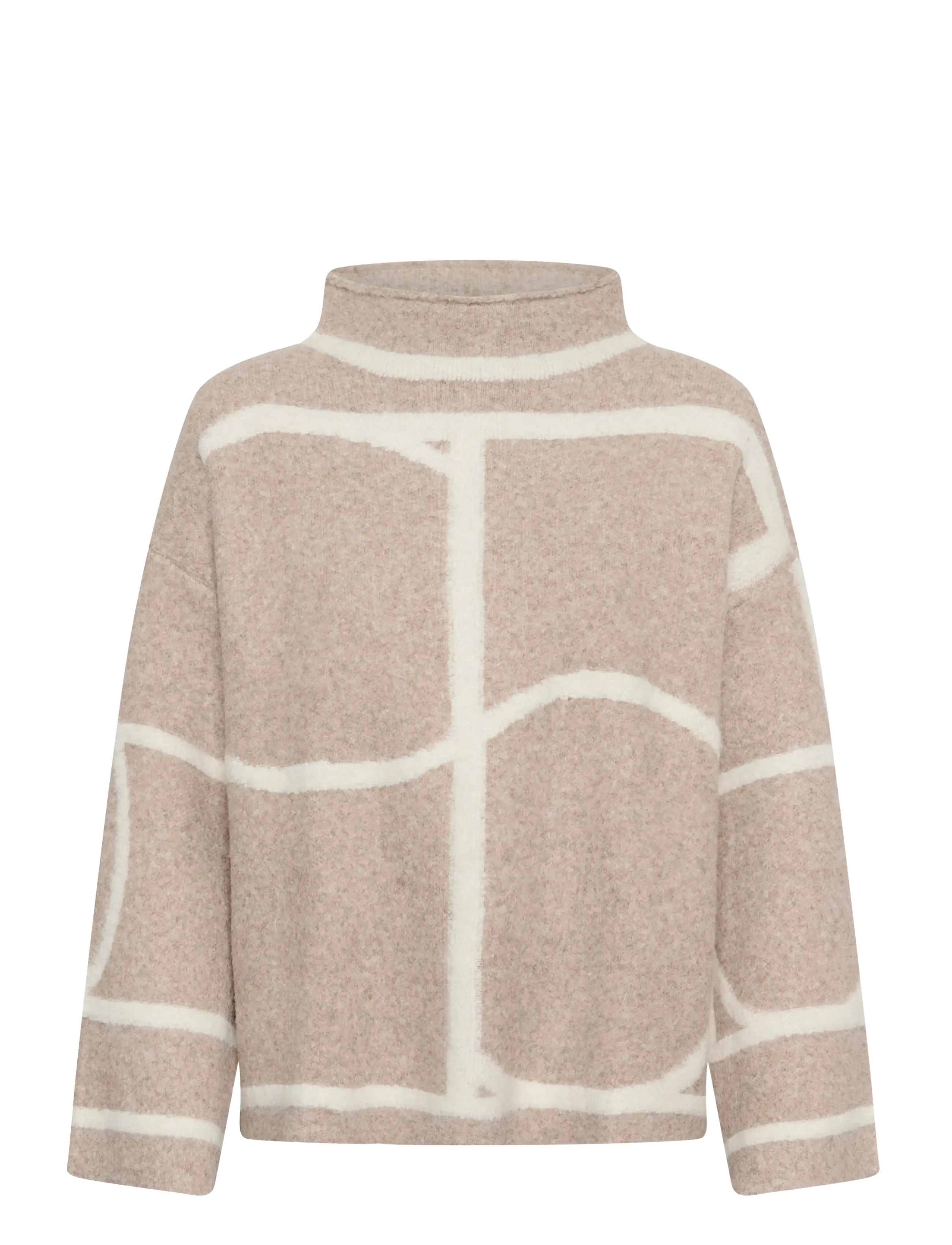 Soaked SLSorea Mono Pullover - Vardagsstil - BEIGE MELANGE MONOGRAM / beige