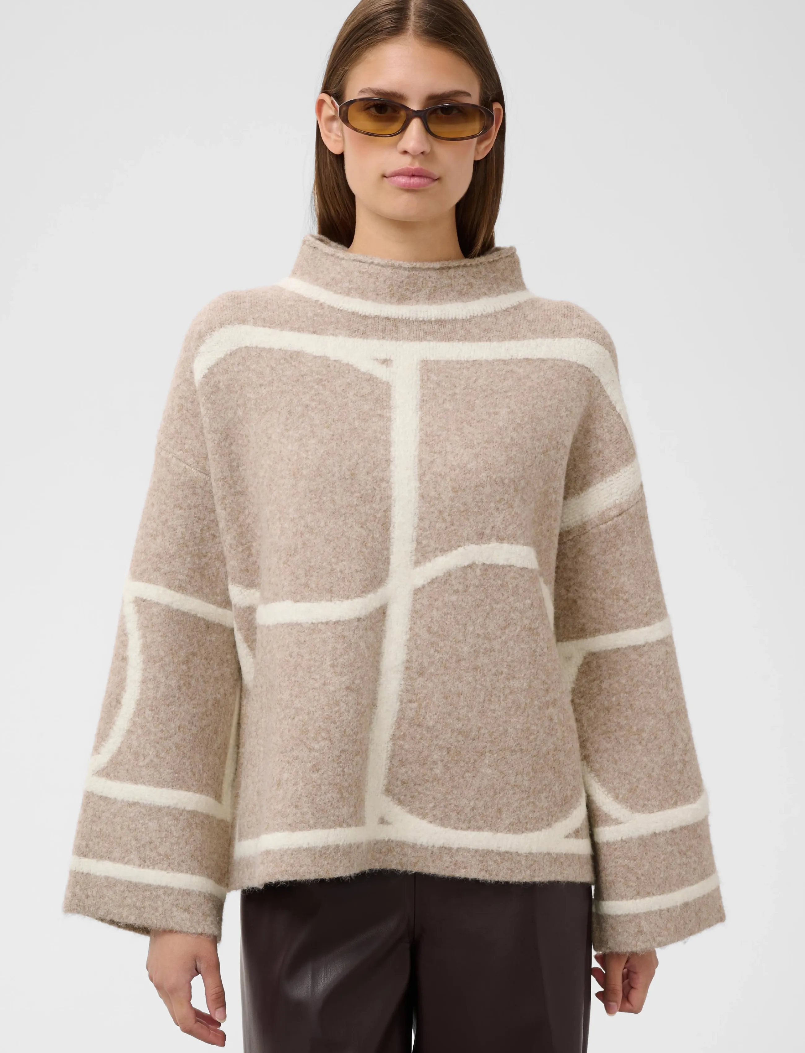 Soaked Slsorea Mono Pullover, S, Beige, Strik > Trøjer, Dame