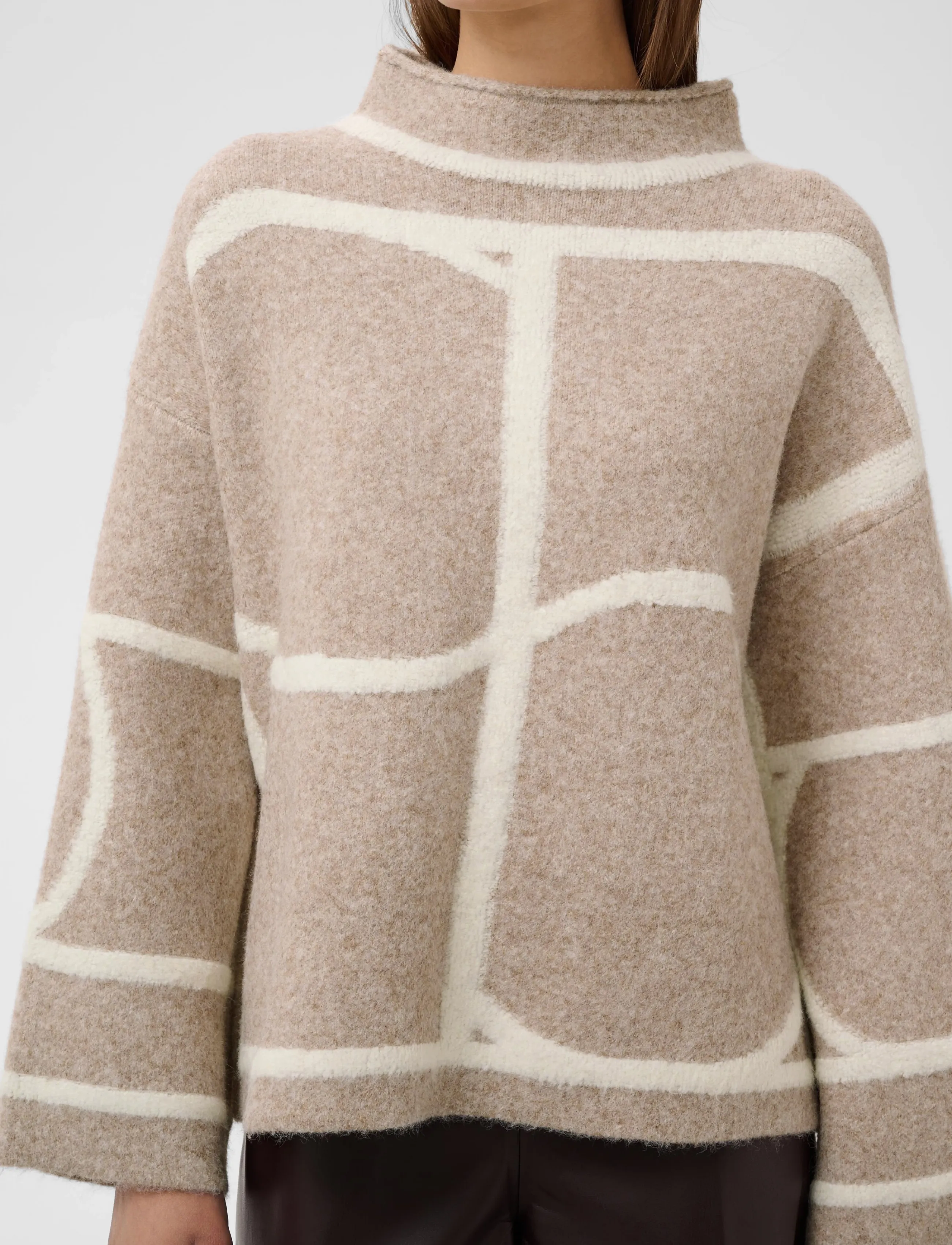 Soaked - SLSorea Mono Pullover - stickade tröjor - beige melange monogram - 4