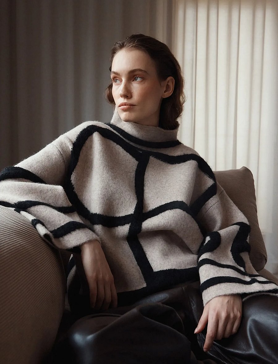 Soaked - SLSorea Mono Pullover - pullover - beige w black monogram - 0