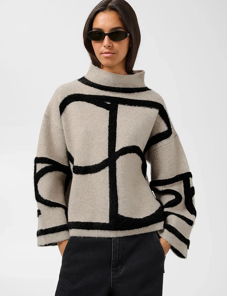 Soaked - SLSorea Mono Pullover - pullover - beige w black monogram - 3