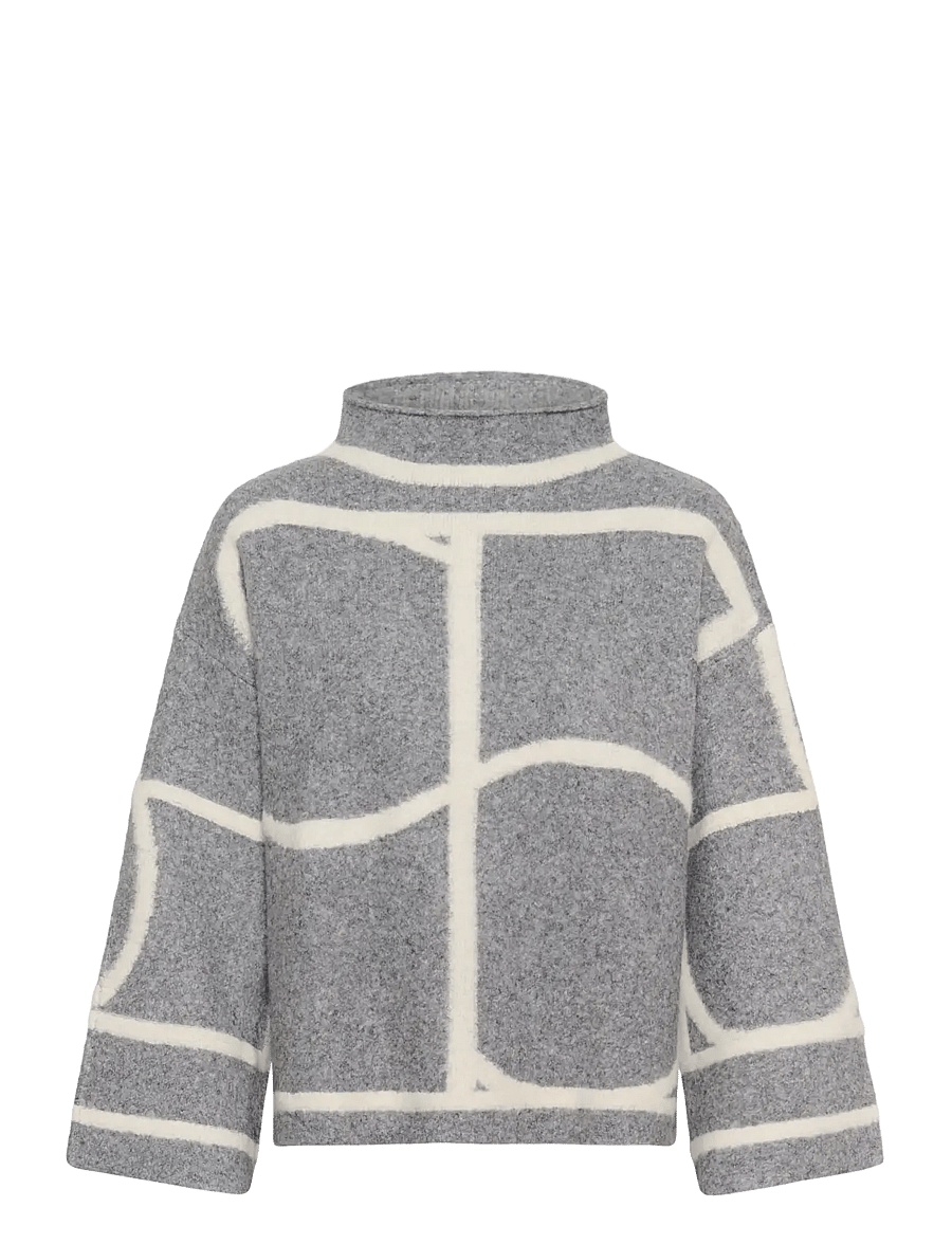 Soaked - SLSorea Mono Pullover - striktrøjer - grey melange monogram - 1