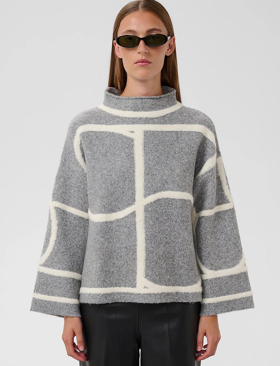 Soaked - SLSorea Mono Pullover - striktrøjer - grey melange monogram - 0
