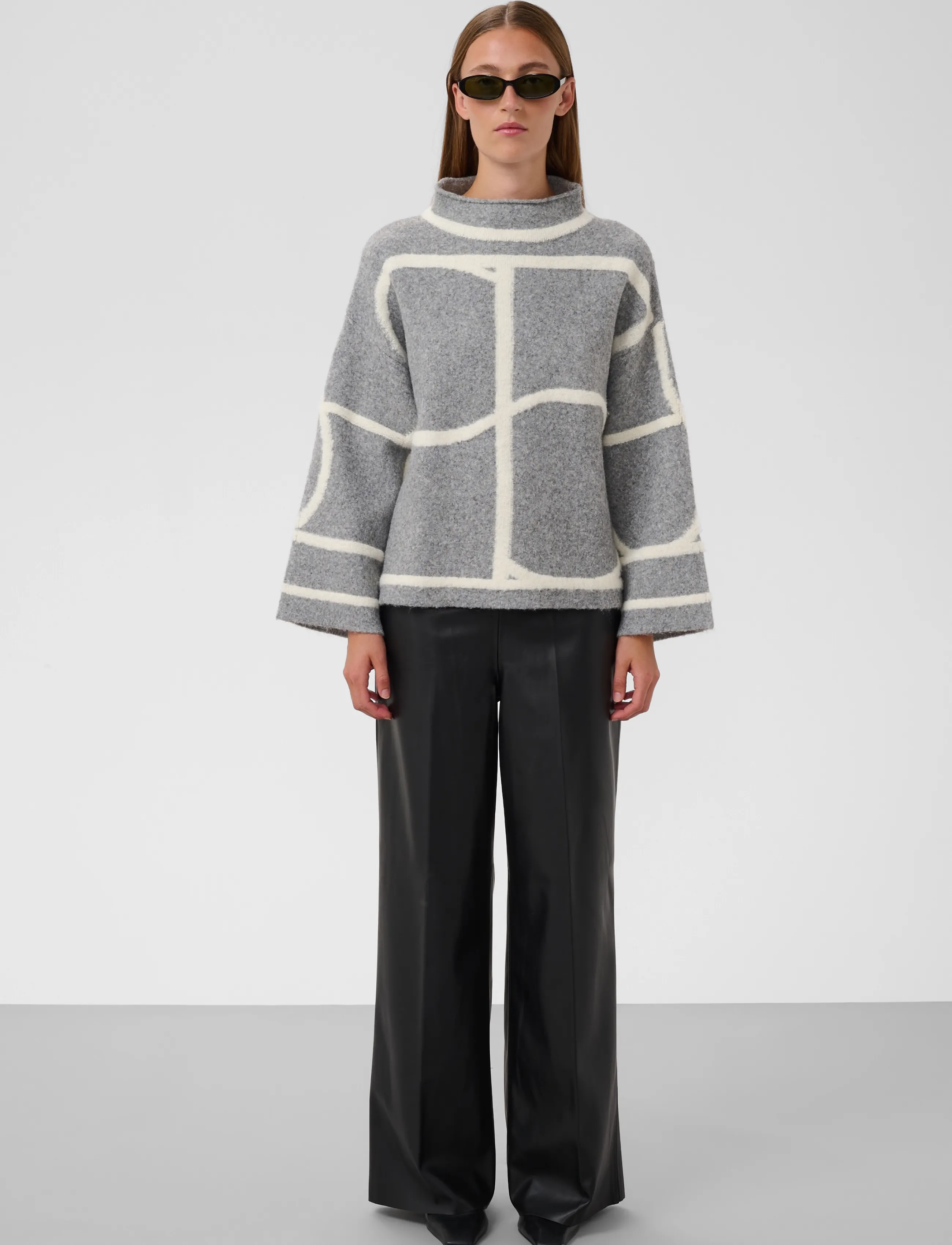 Soaked - SLSorea Mono Pullover - stickade tröjor - grey melange monogram - 3