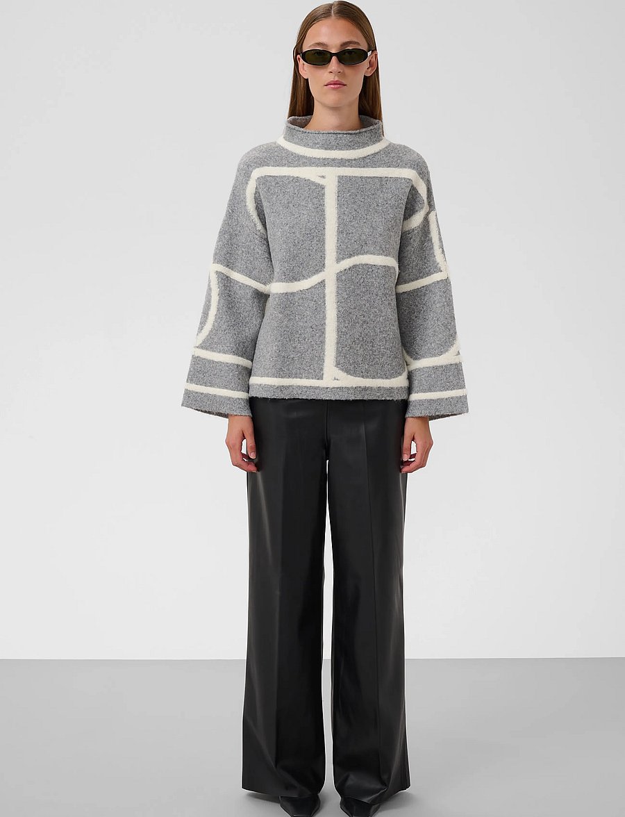 Soaked - SLSorea Mono Pullover - striktrøjer - grey melange monogram - 3
