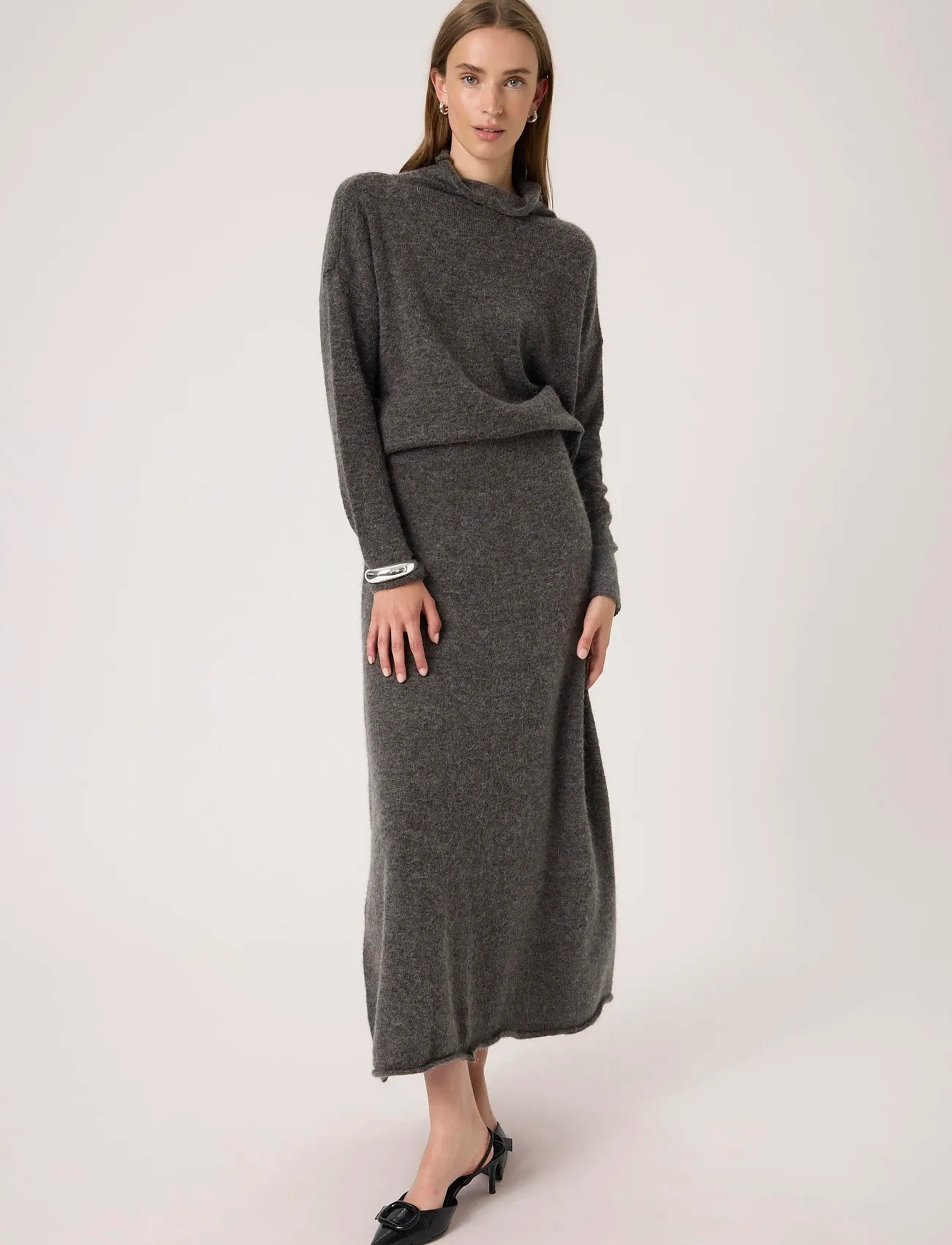 Soaked - SLMiya Skirt - strickröcke - dark grey melange - 3