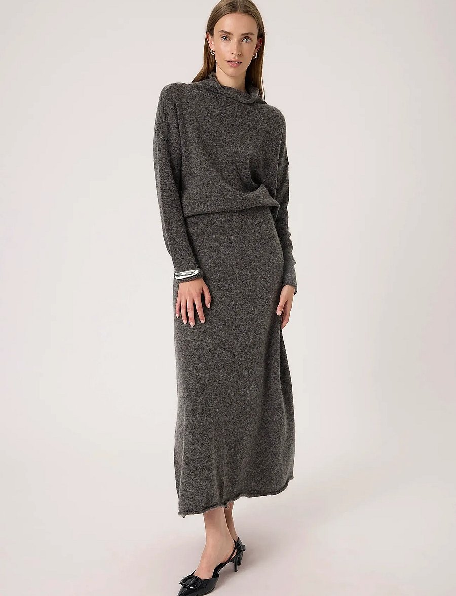 Soaked - SLMiya Skirt - kootud seelikud - dark grey melange - 3