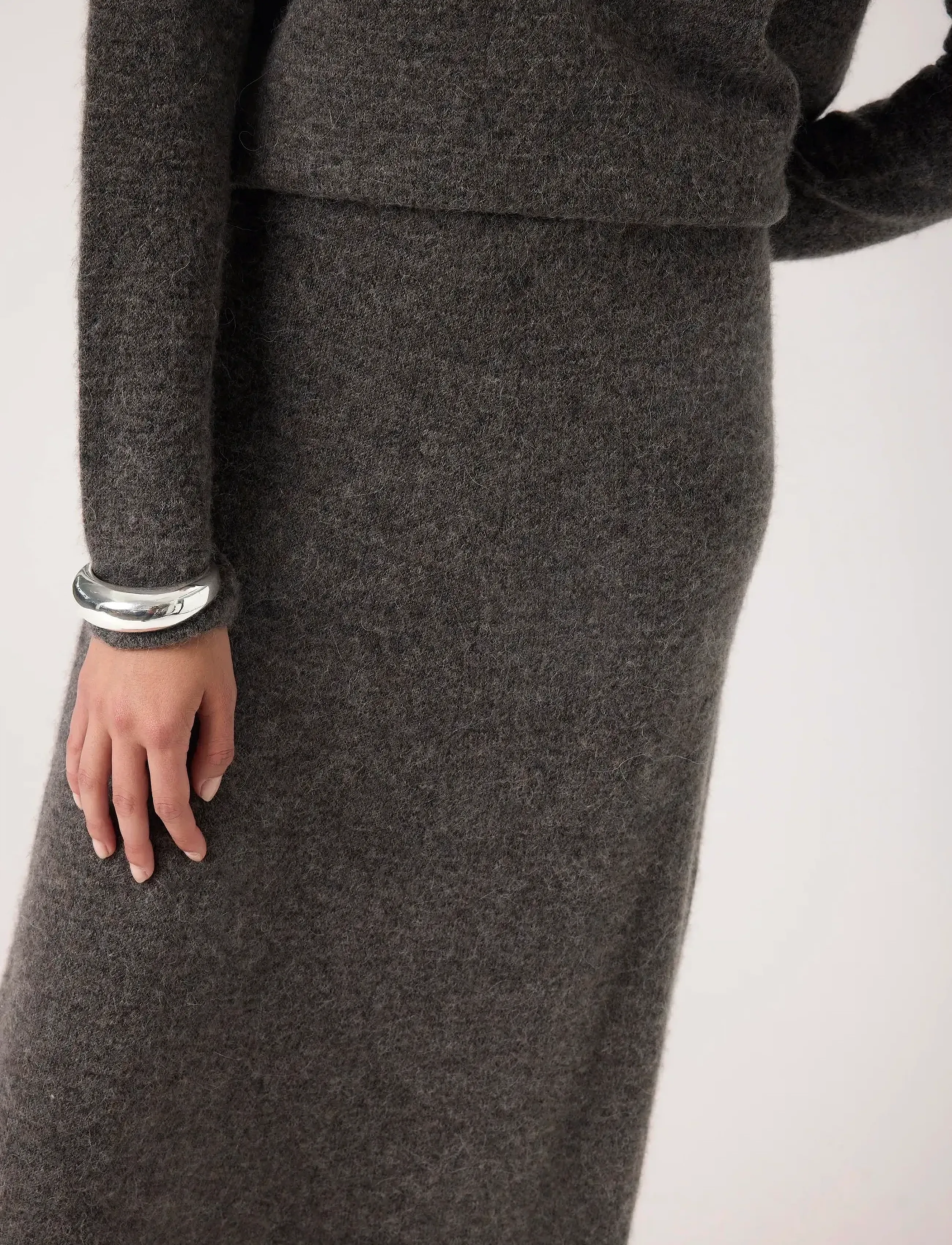 Soaked - SLMiya Skirt - strickröcke - dark grey melange - 5